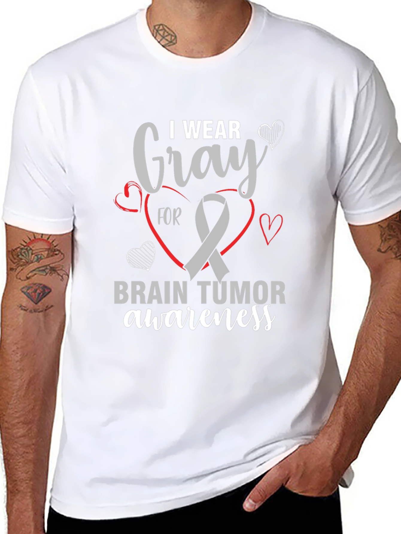 Gray Ribbon Brain Tumor Awareness T-Shirt