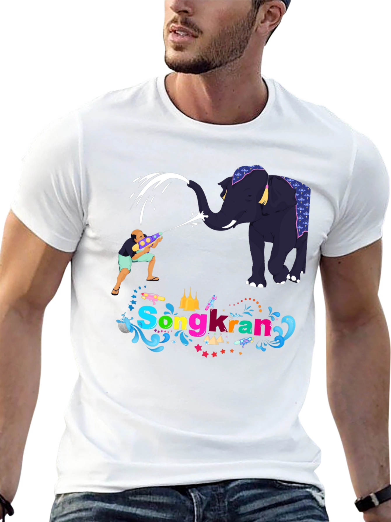 Songkran Festival T-Shirt - Elephant Water Fight