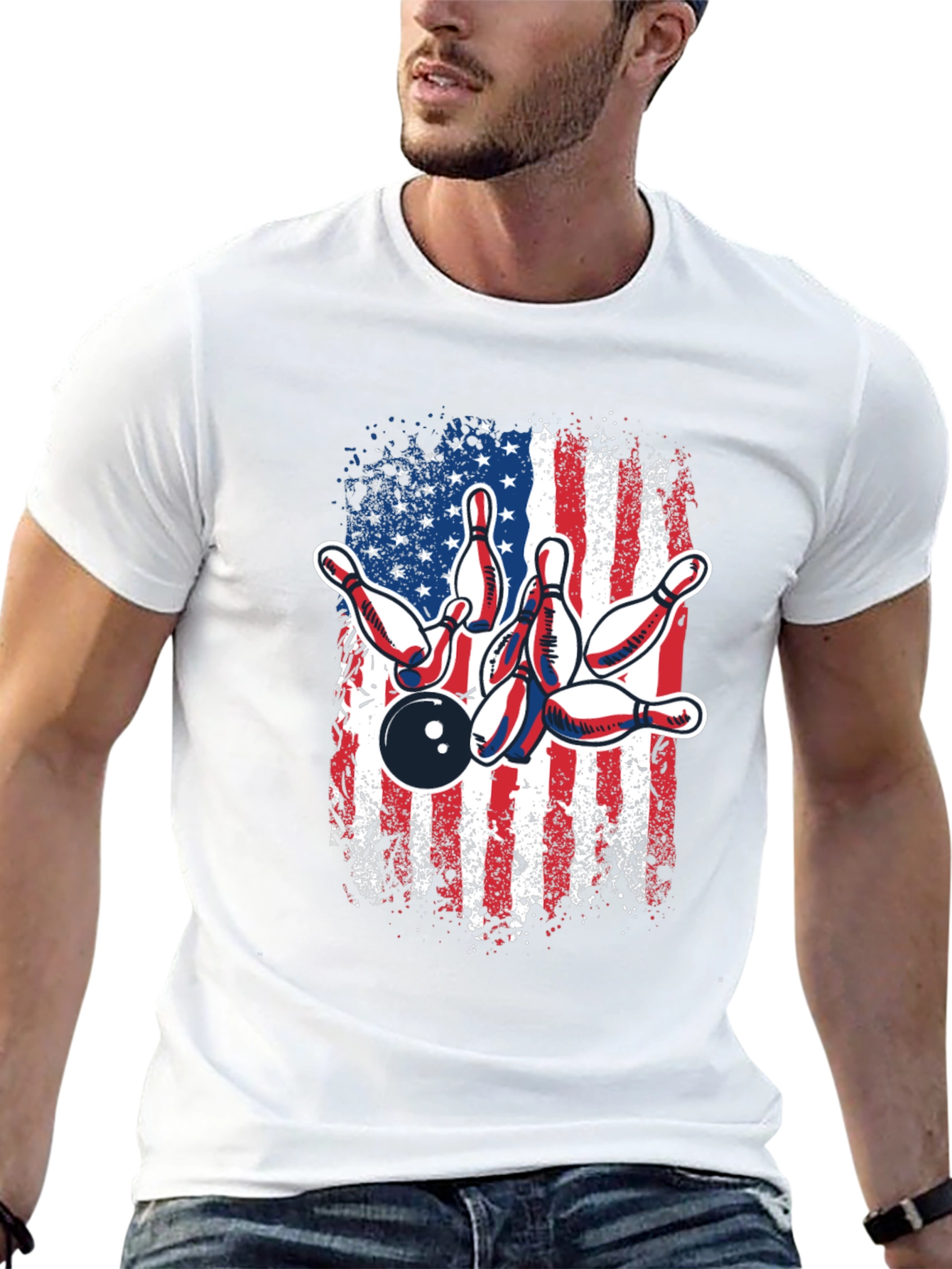 American Flag Bowling T-Shirt