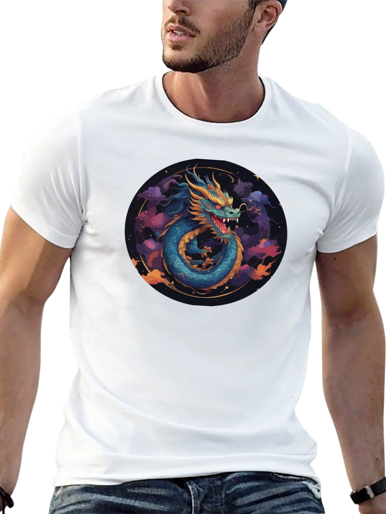 Dragon Graphic Print Black T-Shirt