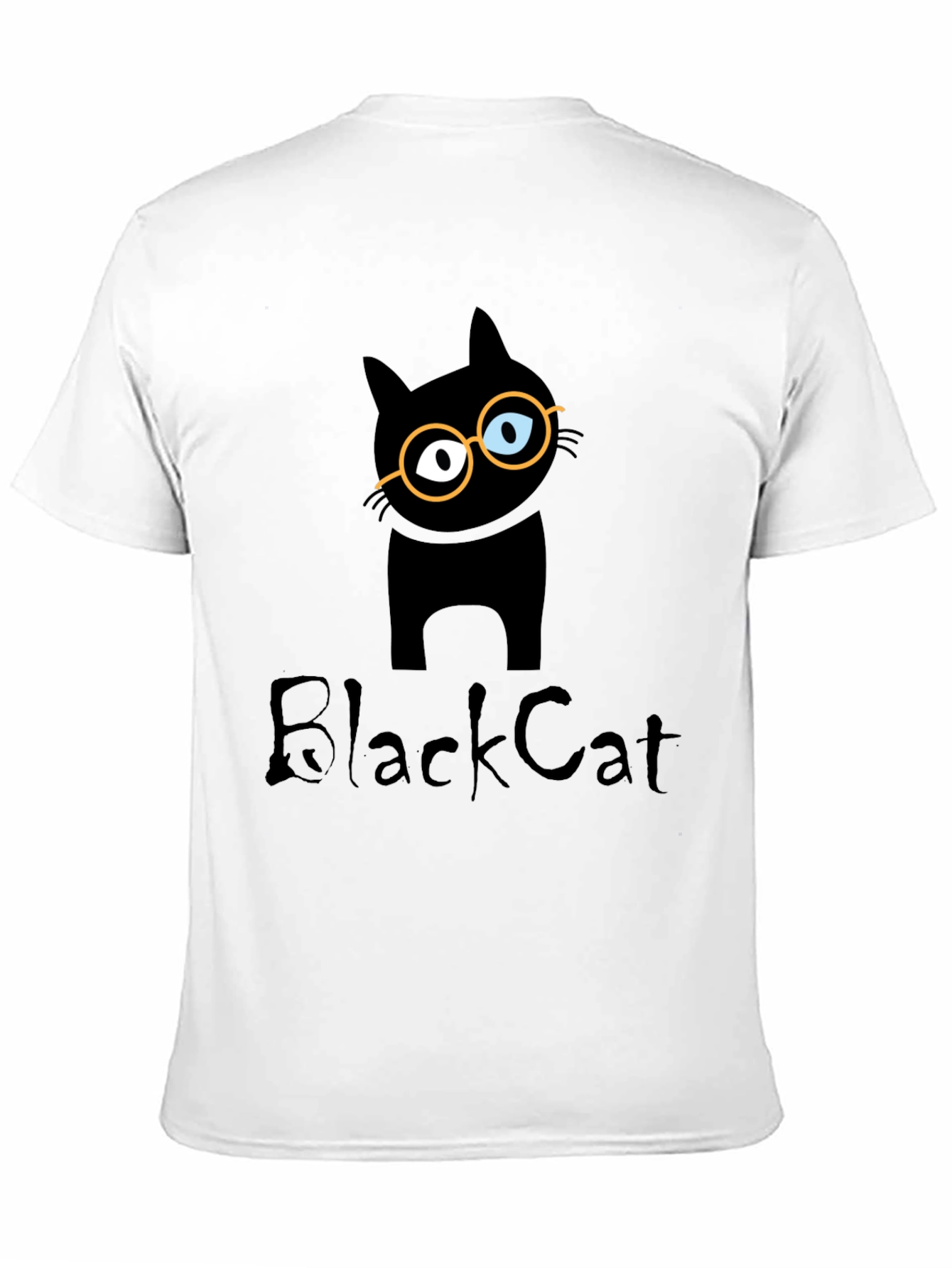 Black Cat T-Shirt with Glasses