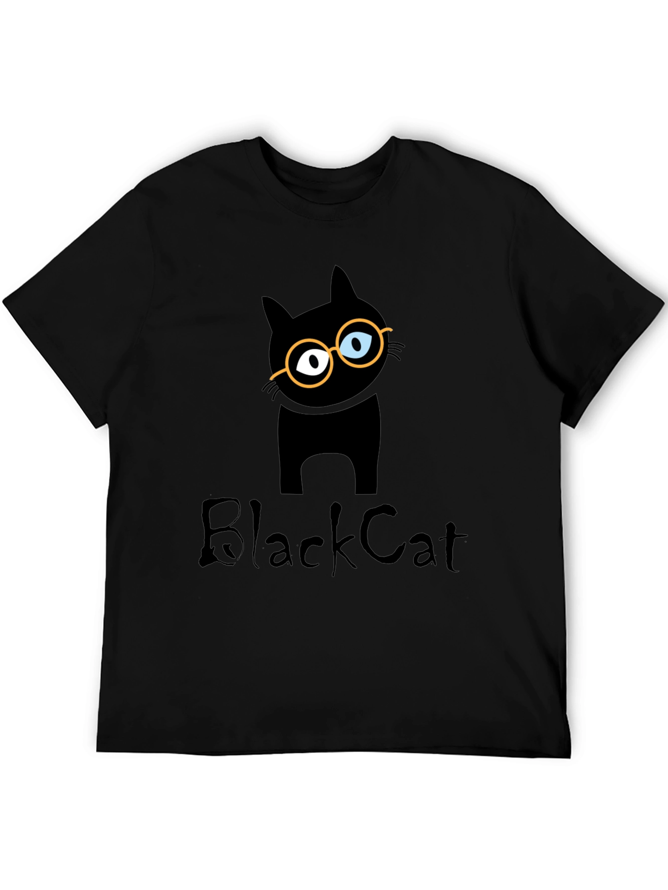 Black Cat T-Shirt with Glasses