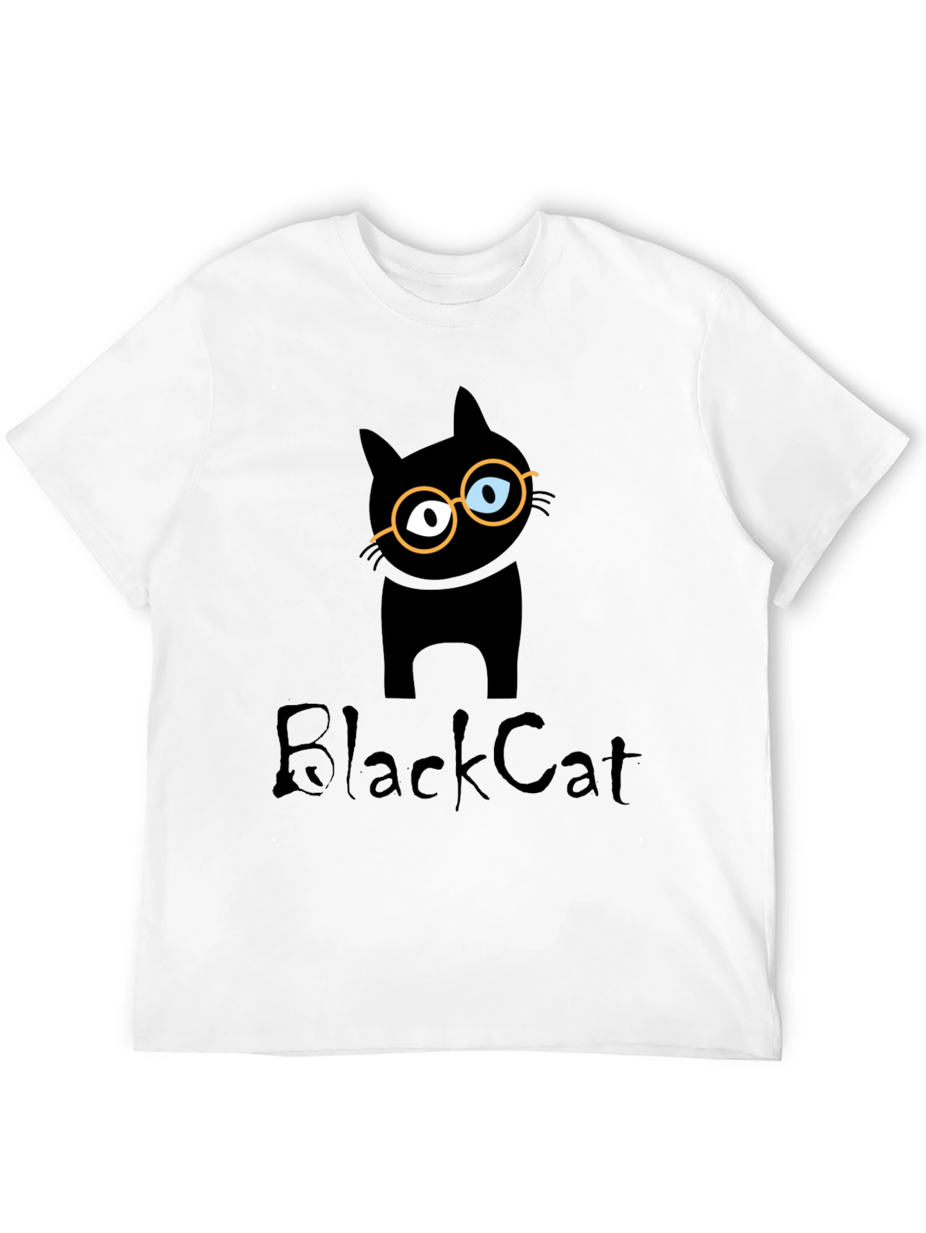 Black Cat T-Shirt with Glasses