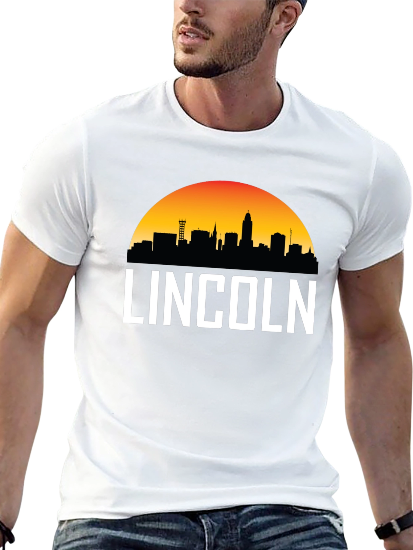 Lincoln Nebraska Skyline Graphic Tee - Black