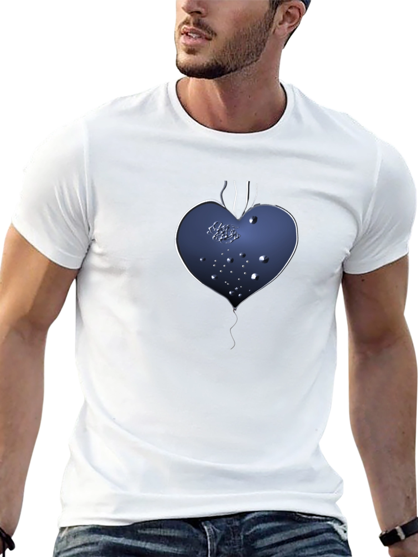 Abstract Heart Graphic Tee - Mens Black Shirt