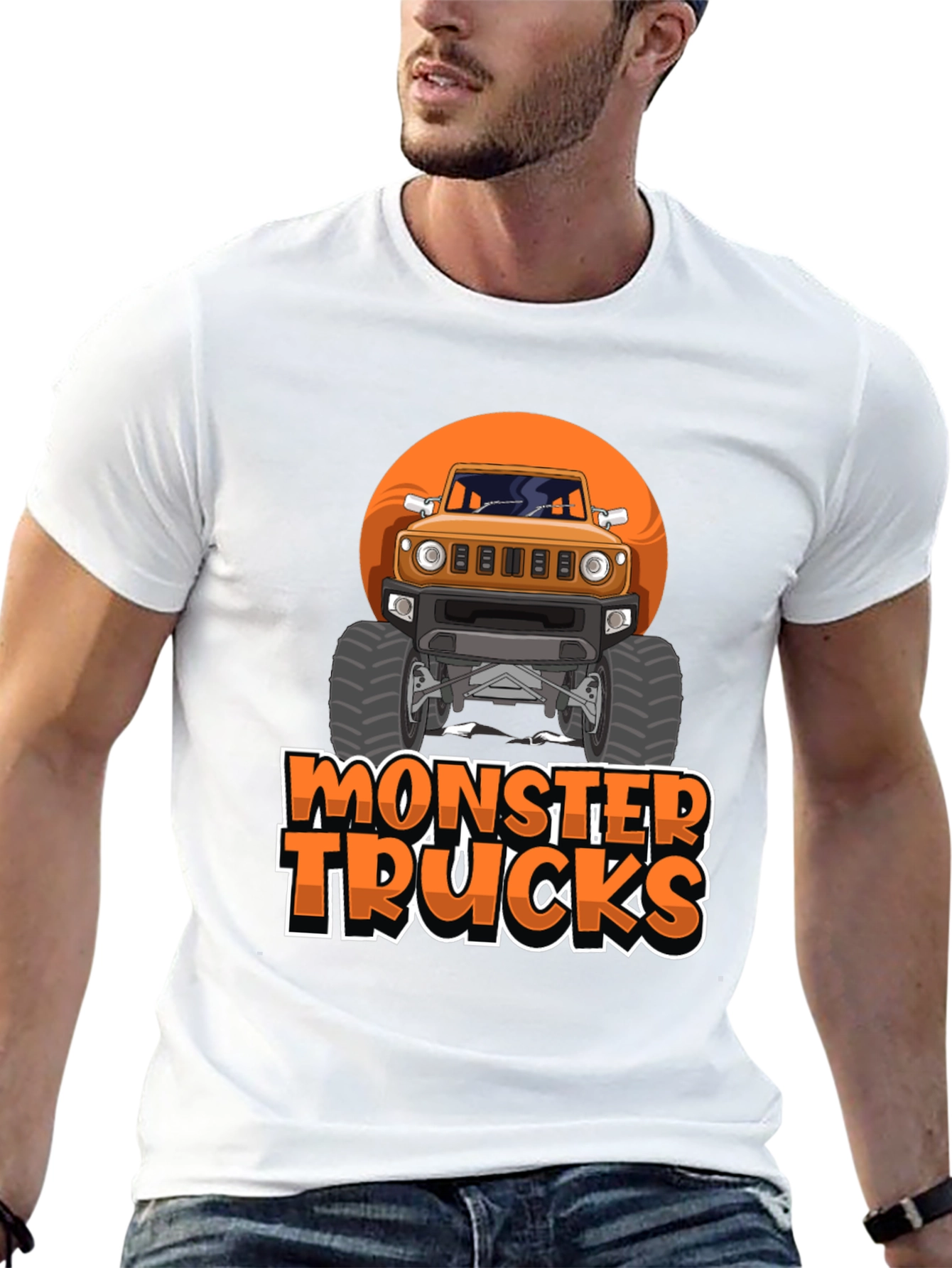 Monster Trucks Graphic Tee - Black Crew Neck T-Shirt