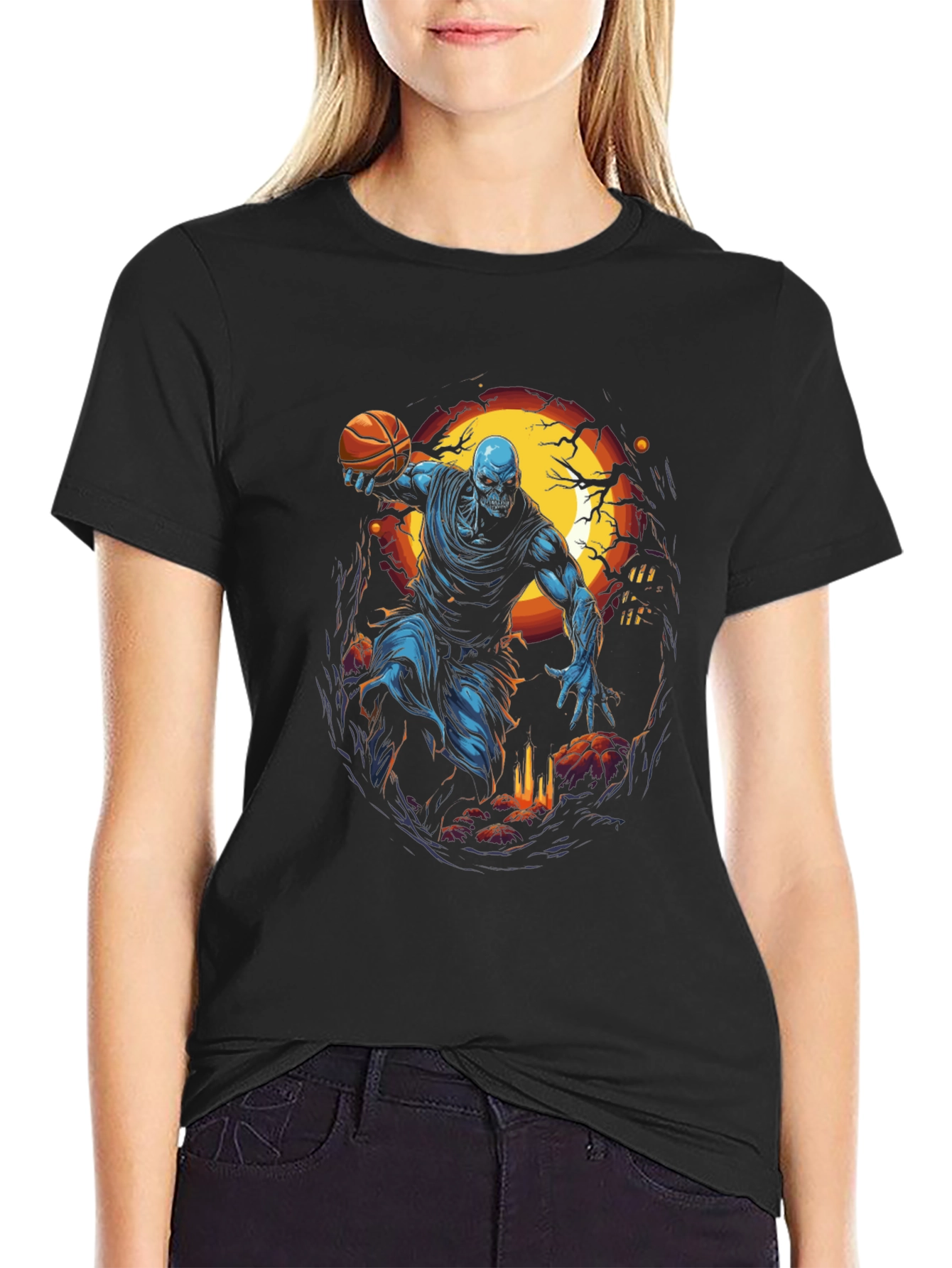 Spooky Zombie Basketball T-Shirt