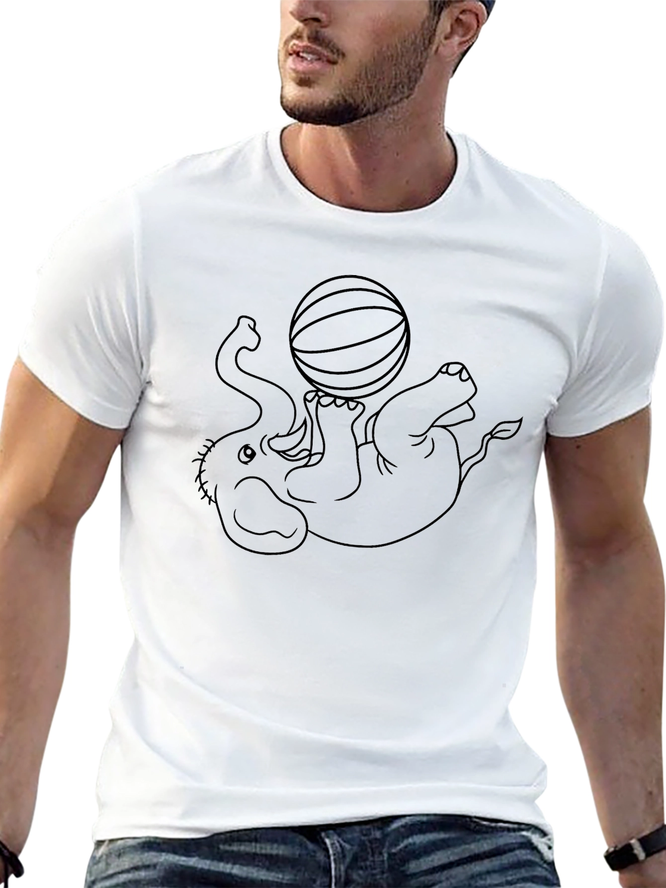 Elephant Ball Graphic Tee - Black Cotton Comfort