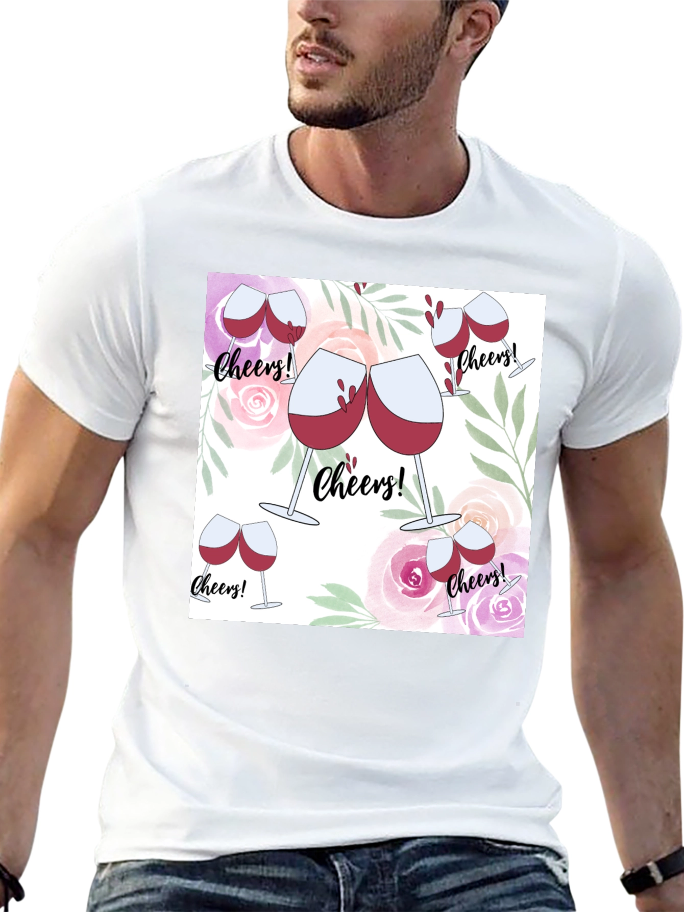 Cheers Wine Glasses Graphic T-Shirt