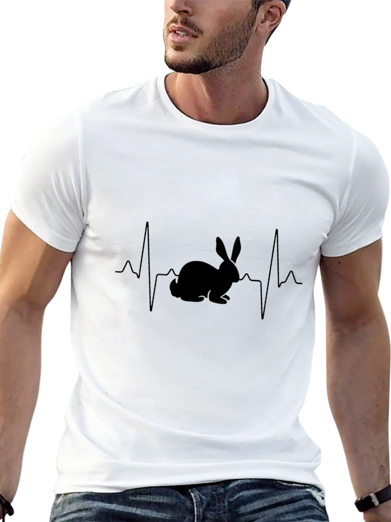Rabbit Heartbeat Black T-Shirt
