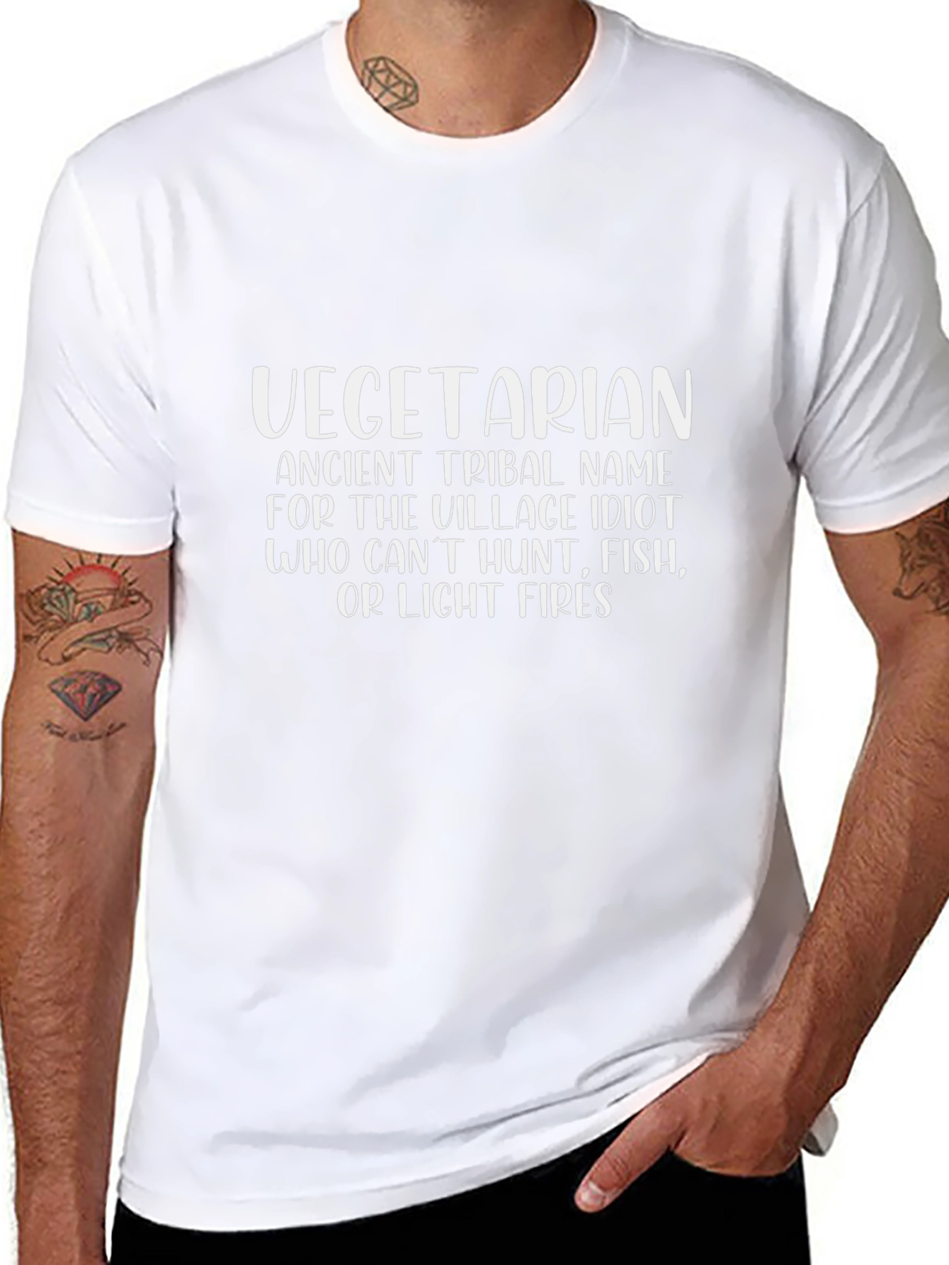 Funny Vegetarian T-Shirt - Village Idiot Humor Tee