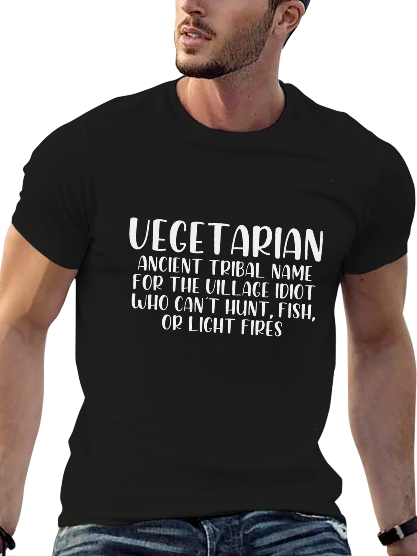 Funny Vegetarian T-Shirt - Village Idiot Humor Tee