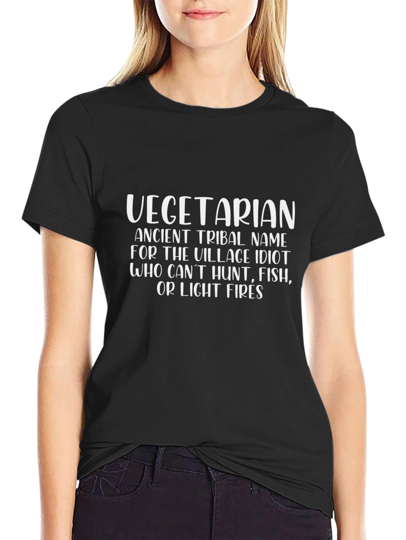 Funny Vegetarian T-Shirt - Village Idiot Humor Tee