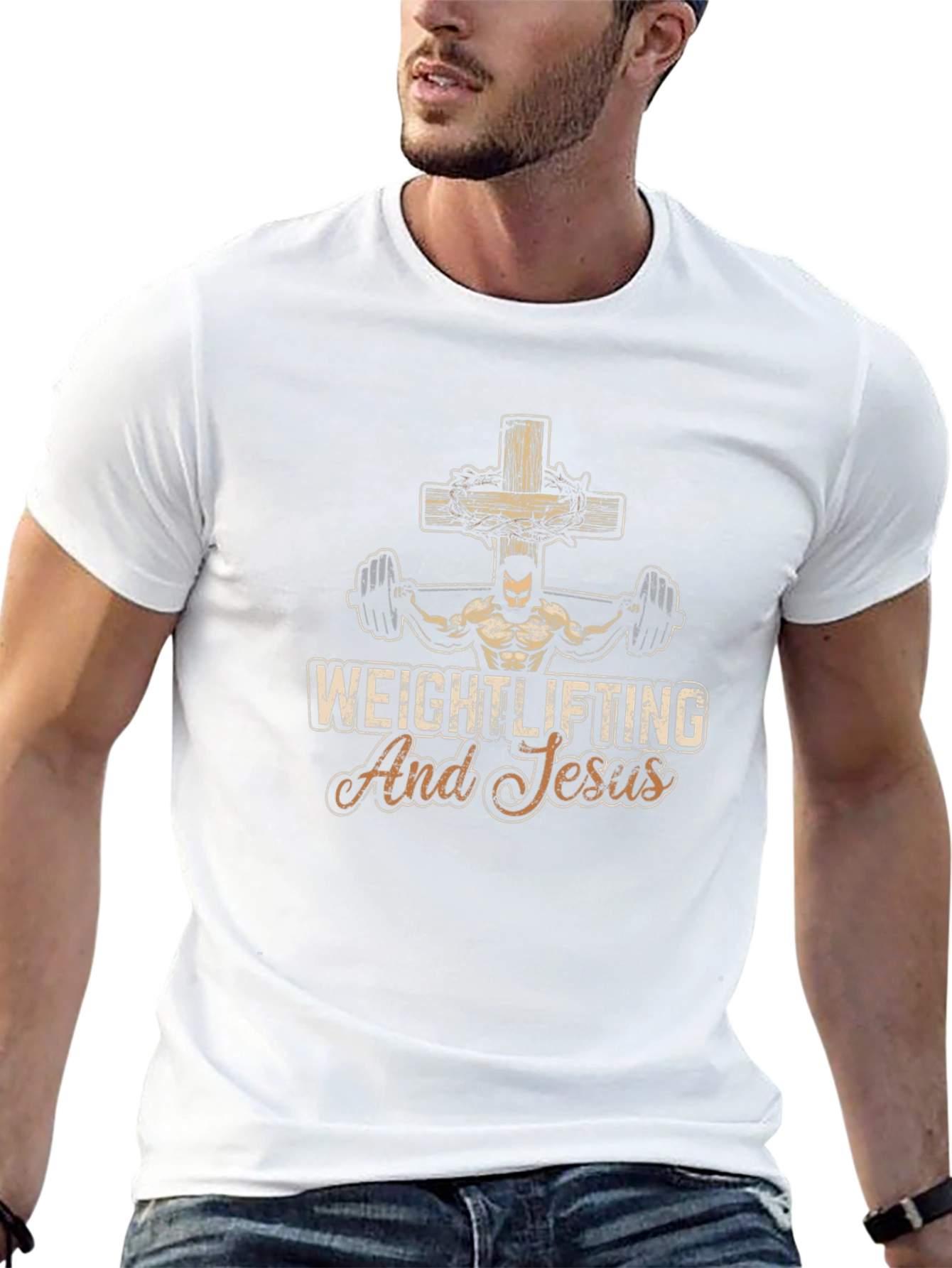 Weightlifting and Jesus T-Shirt - Black Cotton