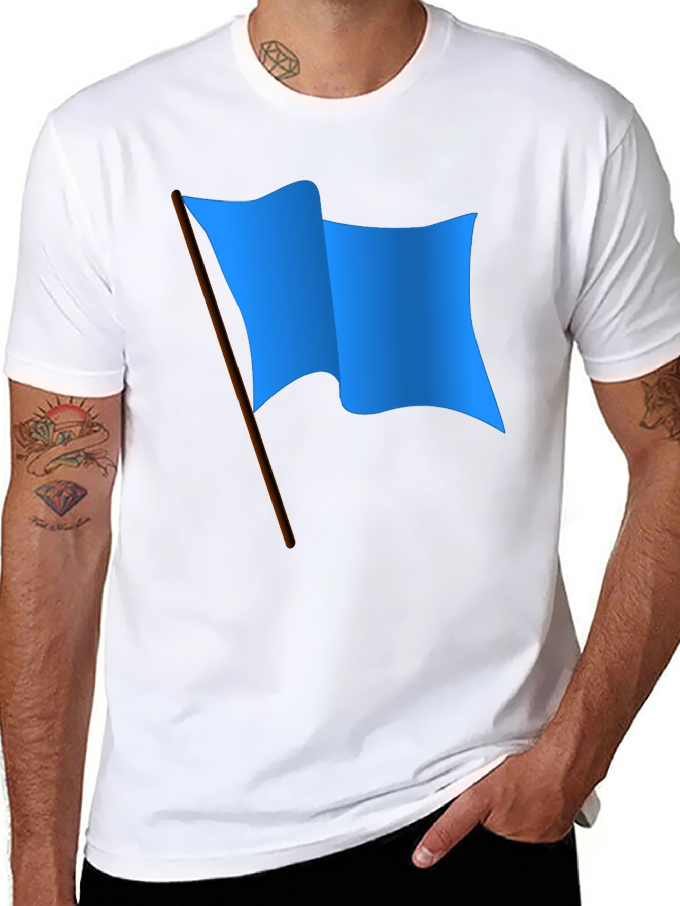 Blue Flag Graphic Black T-Shirt