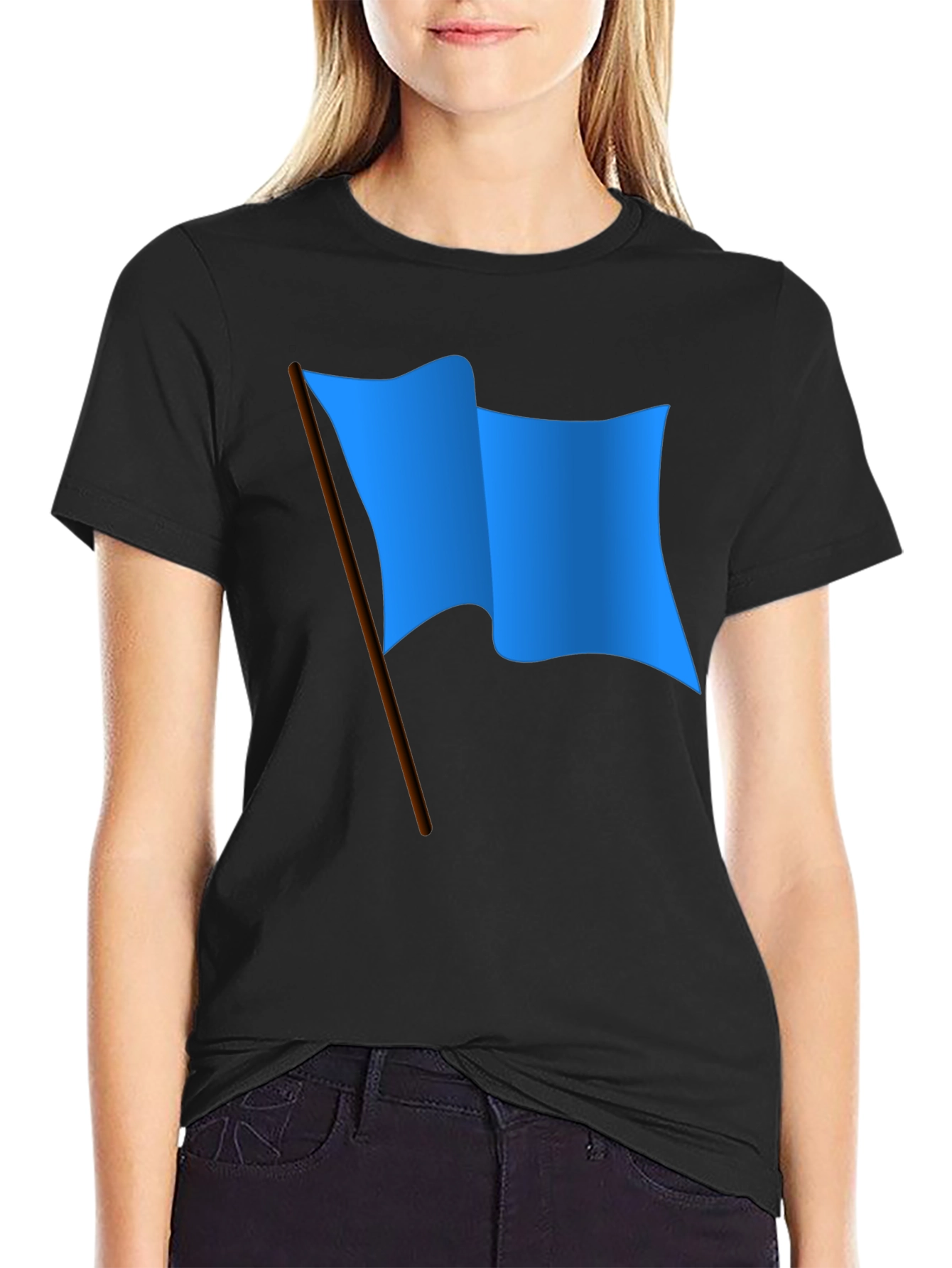 Blue Flag Graphic Black T-Shirt