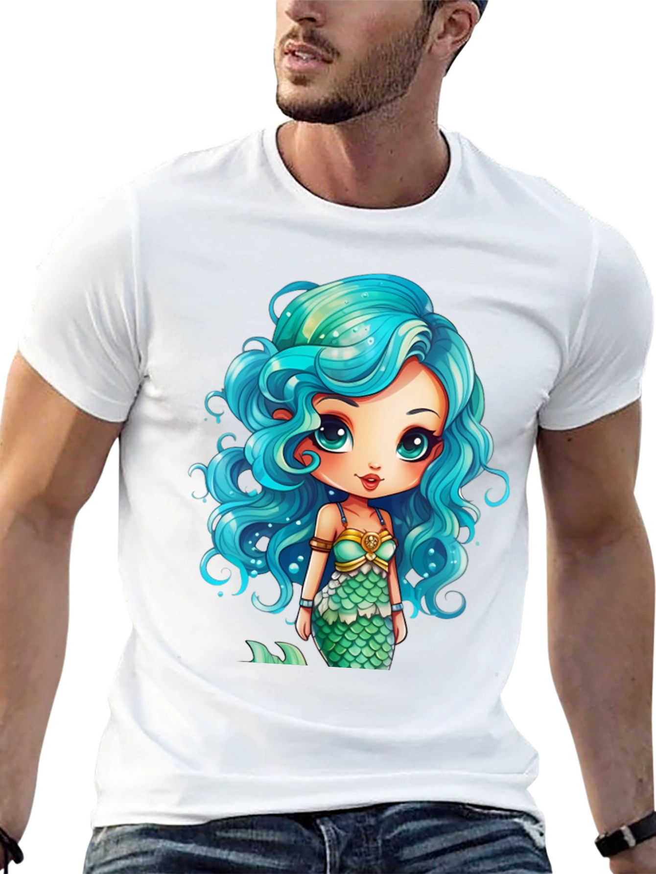 Mermaid Graphic Tee - Unique Cartoon Design