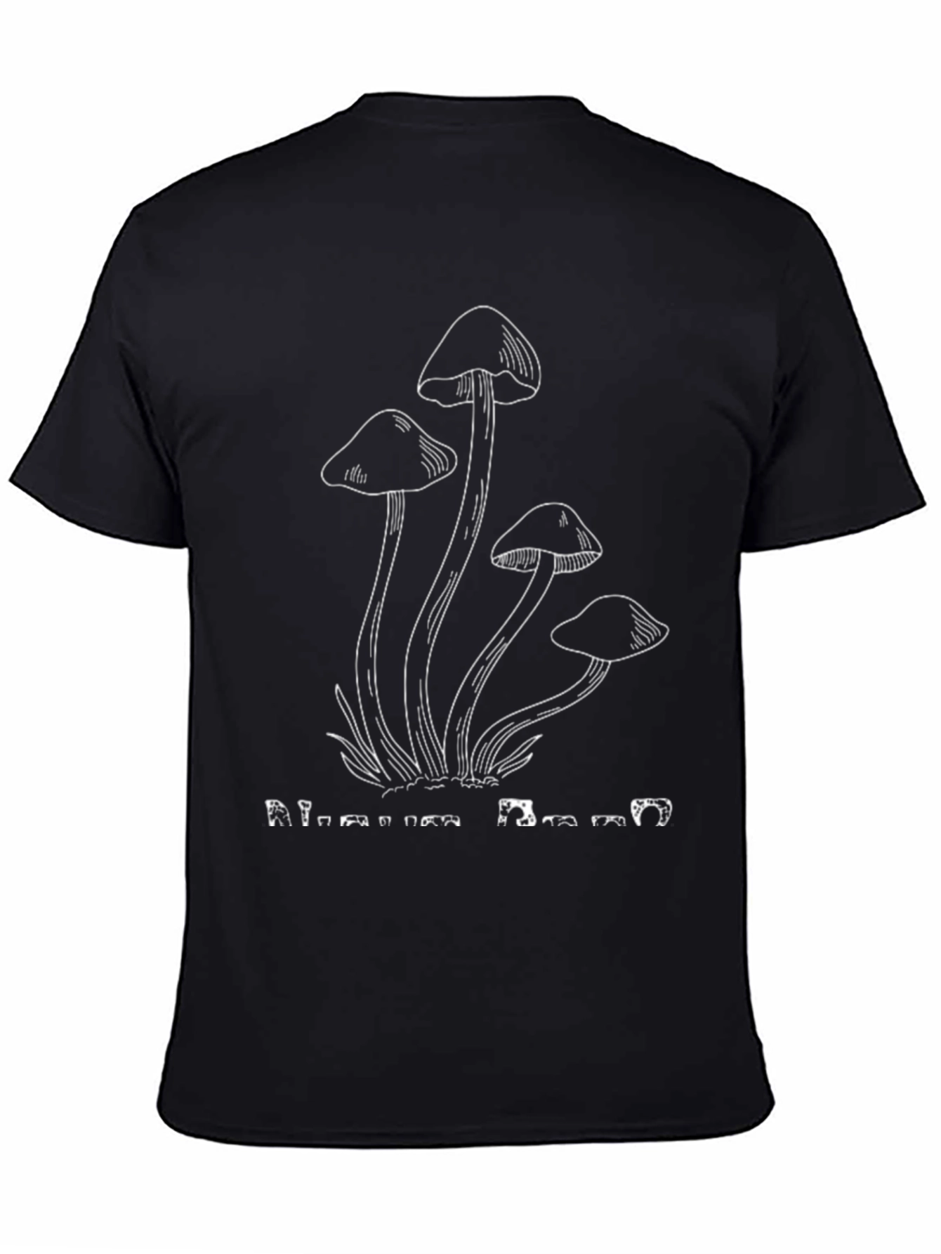 Mushroom Print Black Tee