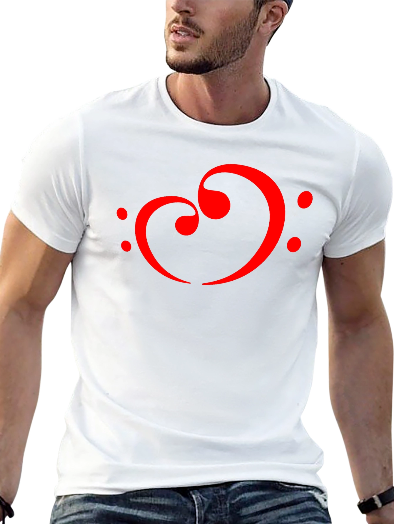 Musical Heart T-Shirt - Bass Clef Love Design