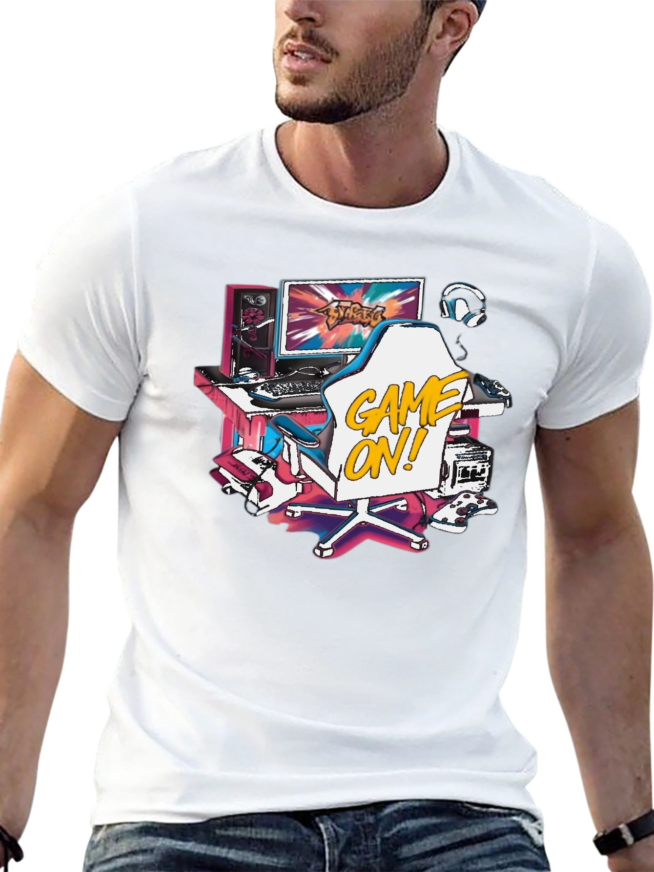 Game On! Graphic Tee - Black Cotton T-Shirt