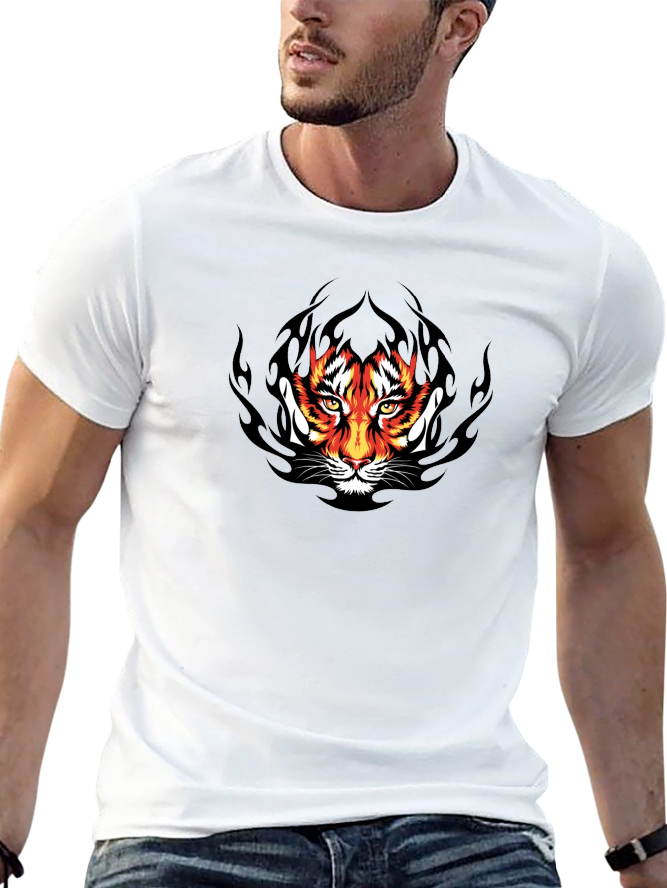 Tiger Face Graphic Black T-Shirt
