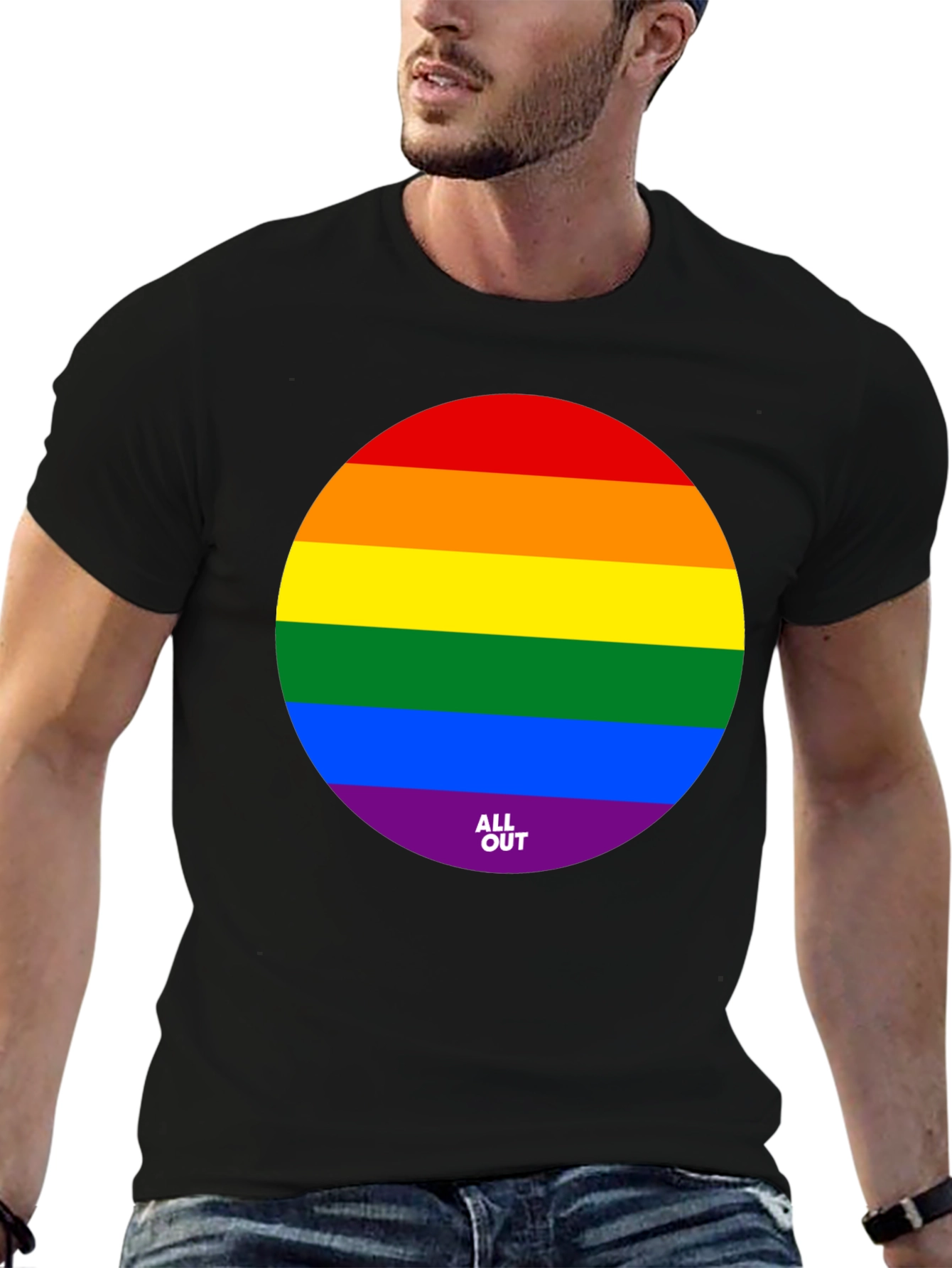Pride Rainbow Circle Graphic Tee - Black