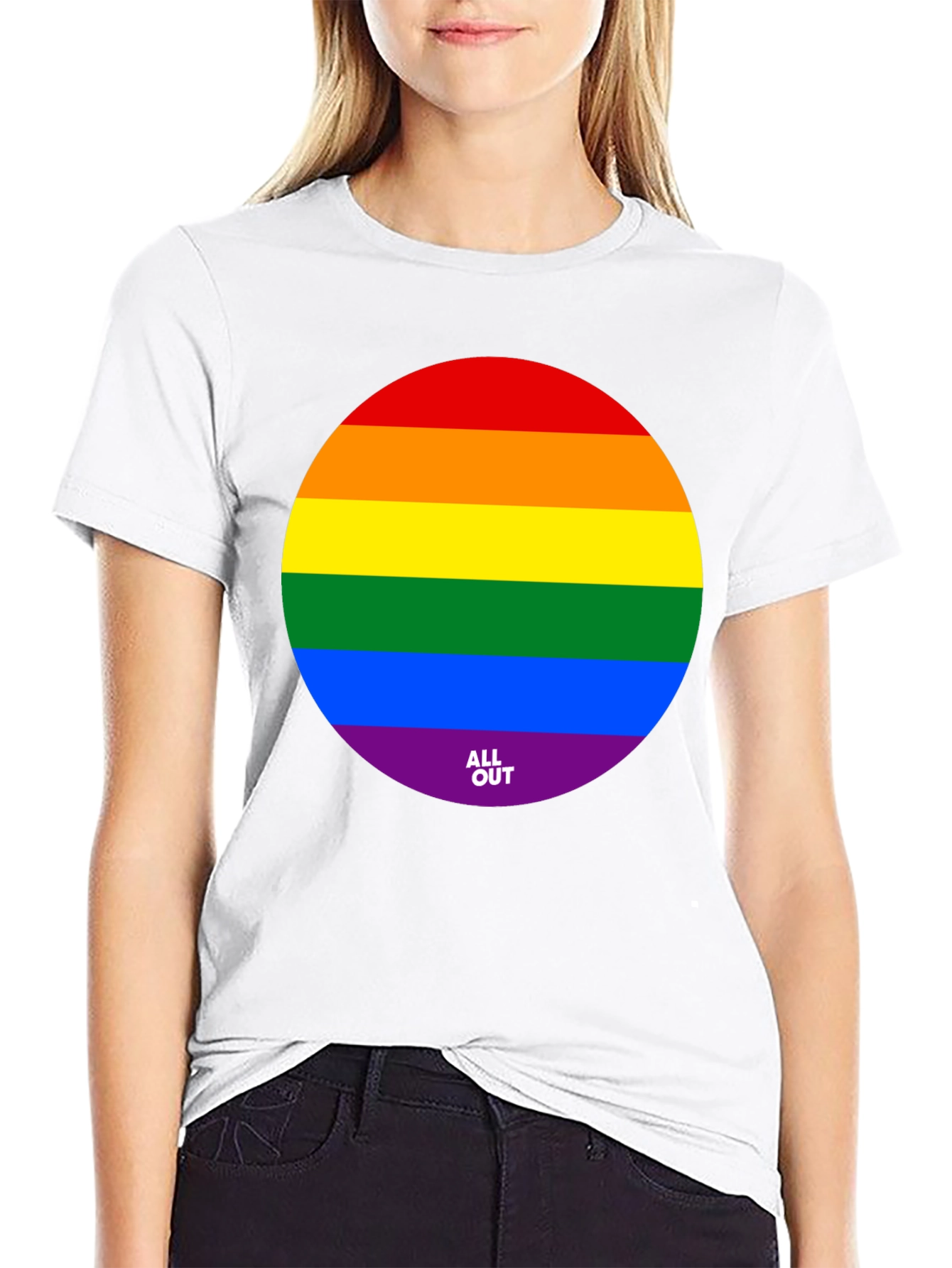 Pride Rainbow Circle Graphic Tee - Black