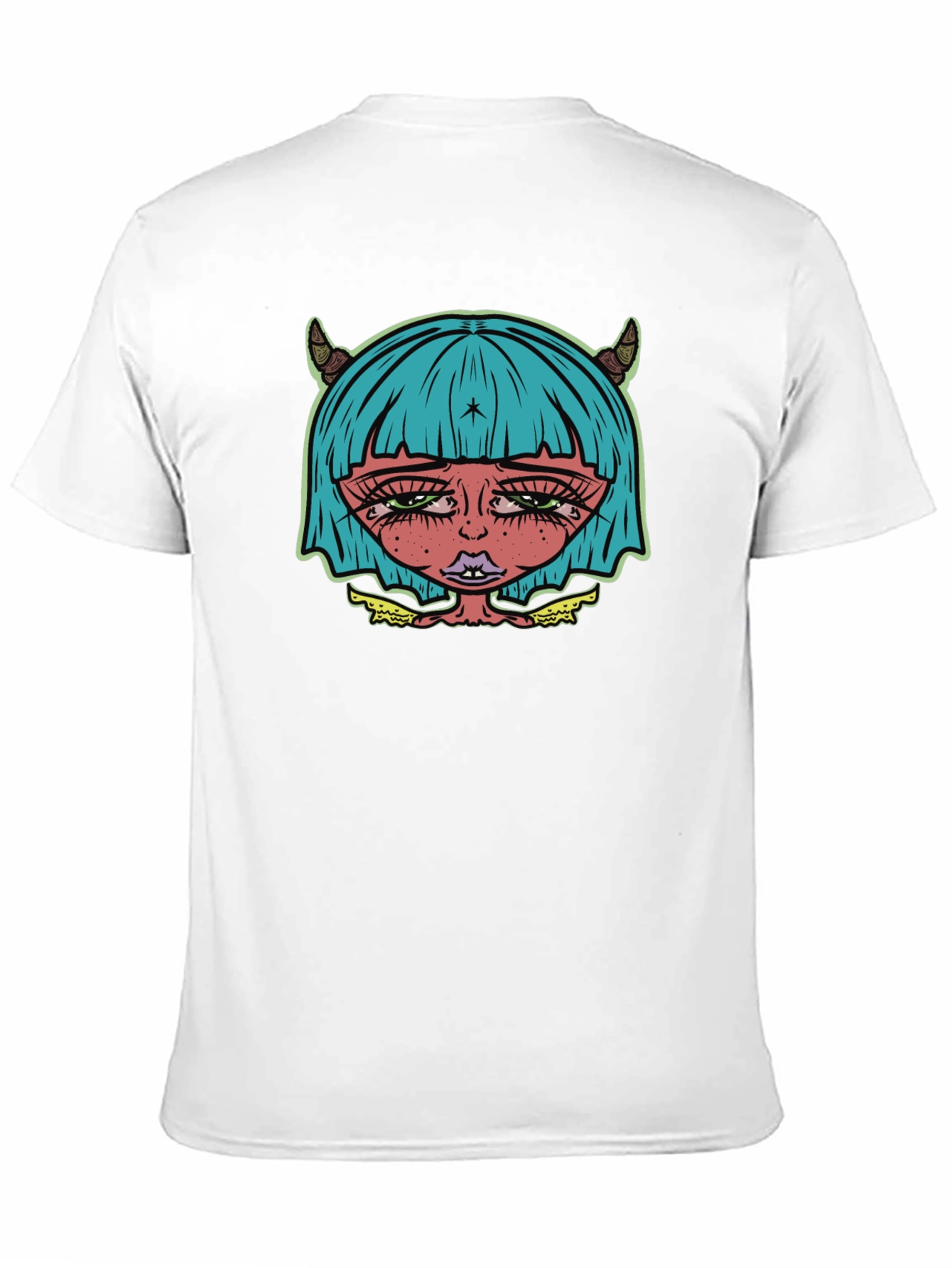 Edgy Demon Girl Graphic Tee - Unisex Black T-Shirt