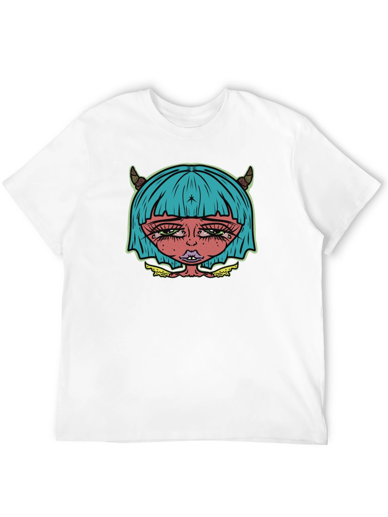 Edgy Demon Girl Graphic Tee - Unisex Black T-Shirt