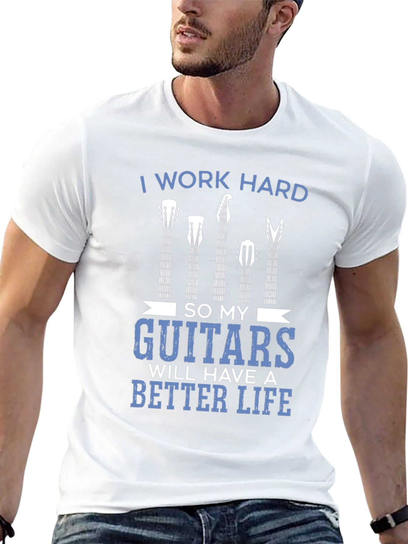 I Work Hard Guitars Graphic Tee