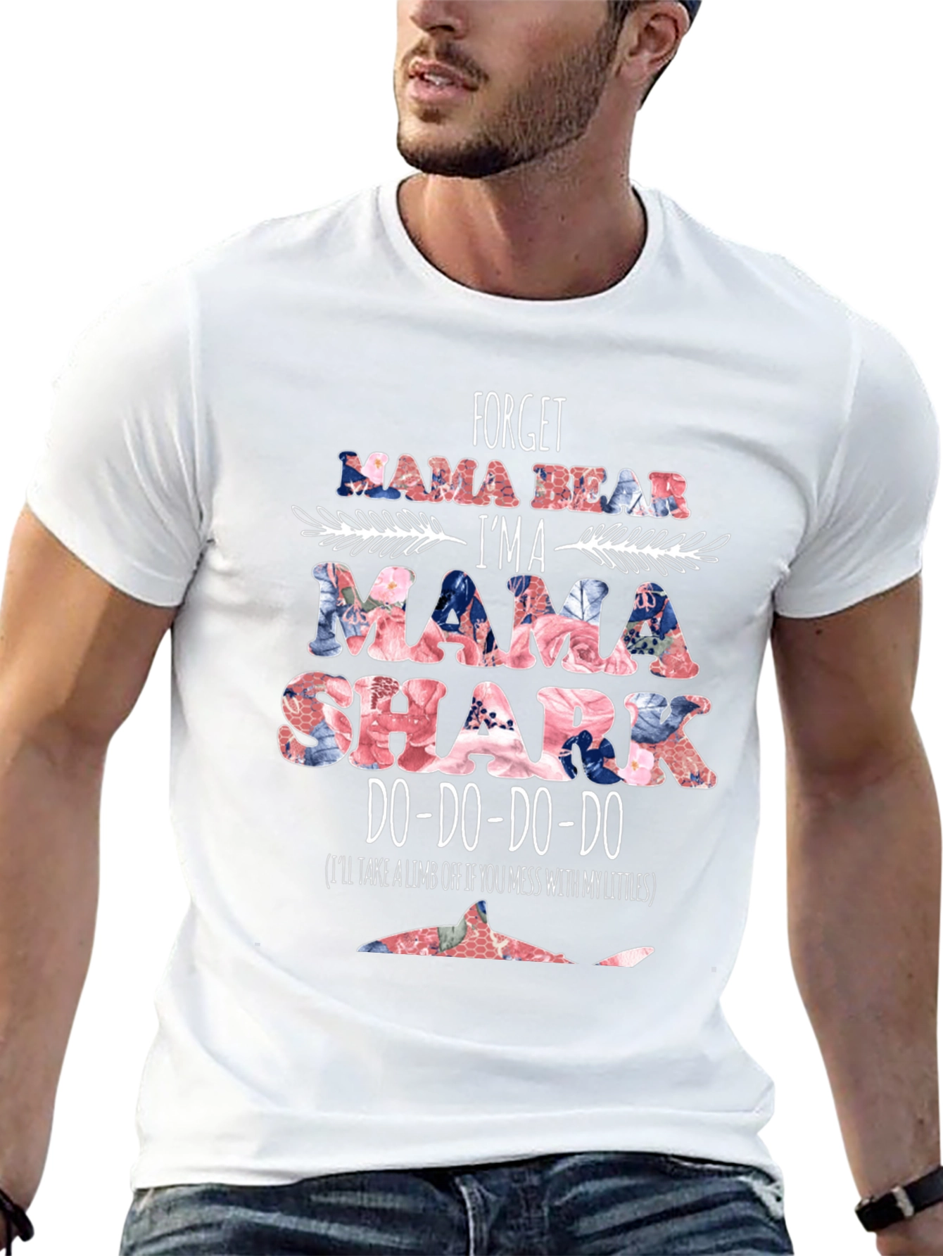Mama Shark Graphic Tee - Floral Print