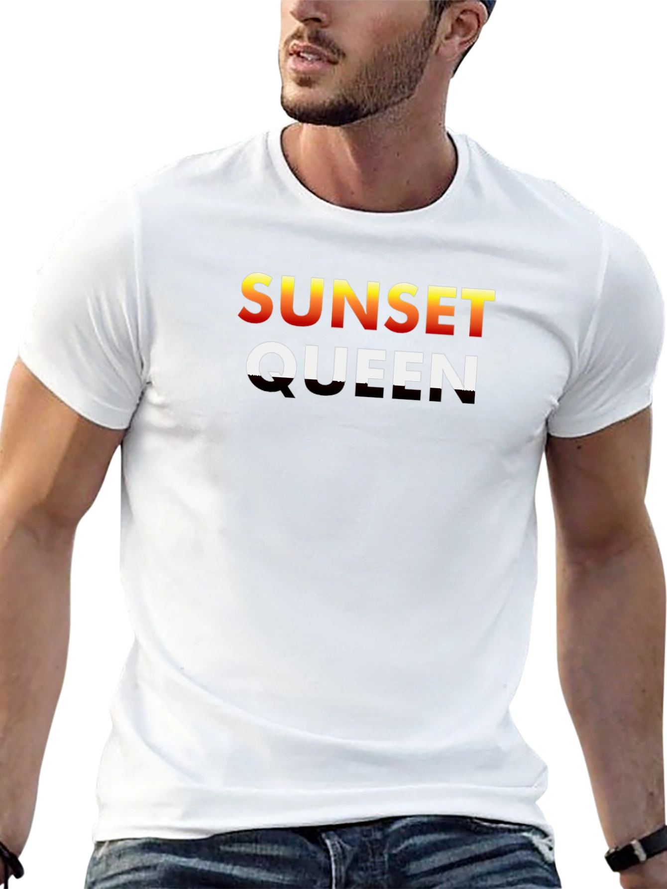 Sunset Queen Graphic Tee - Trendy Unisex Black T-Shirt