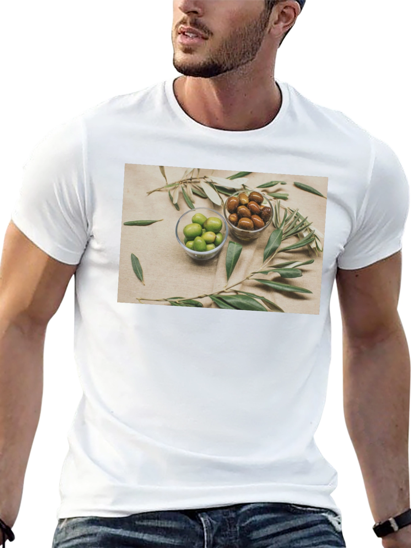 Olive You T-Shirt - Green & Brown Olives