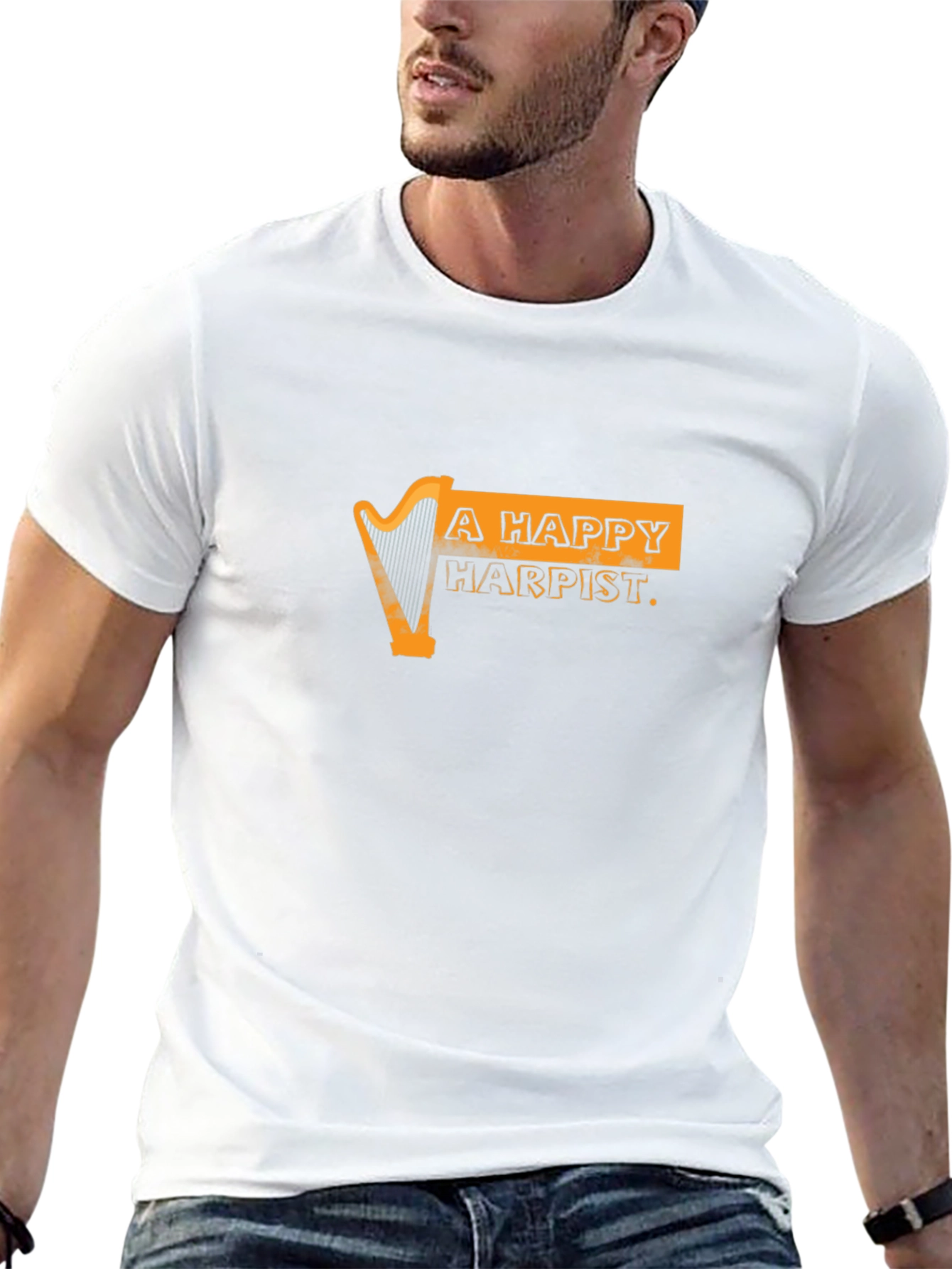 Happy Harpist Black Graphic Tee