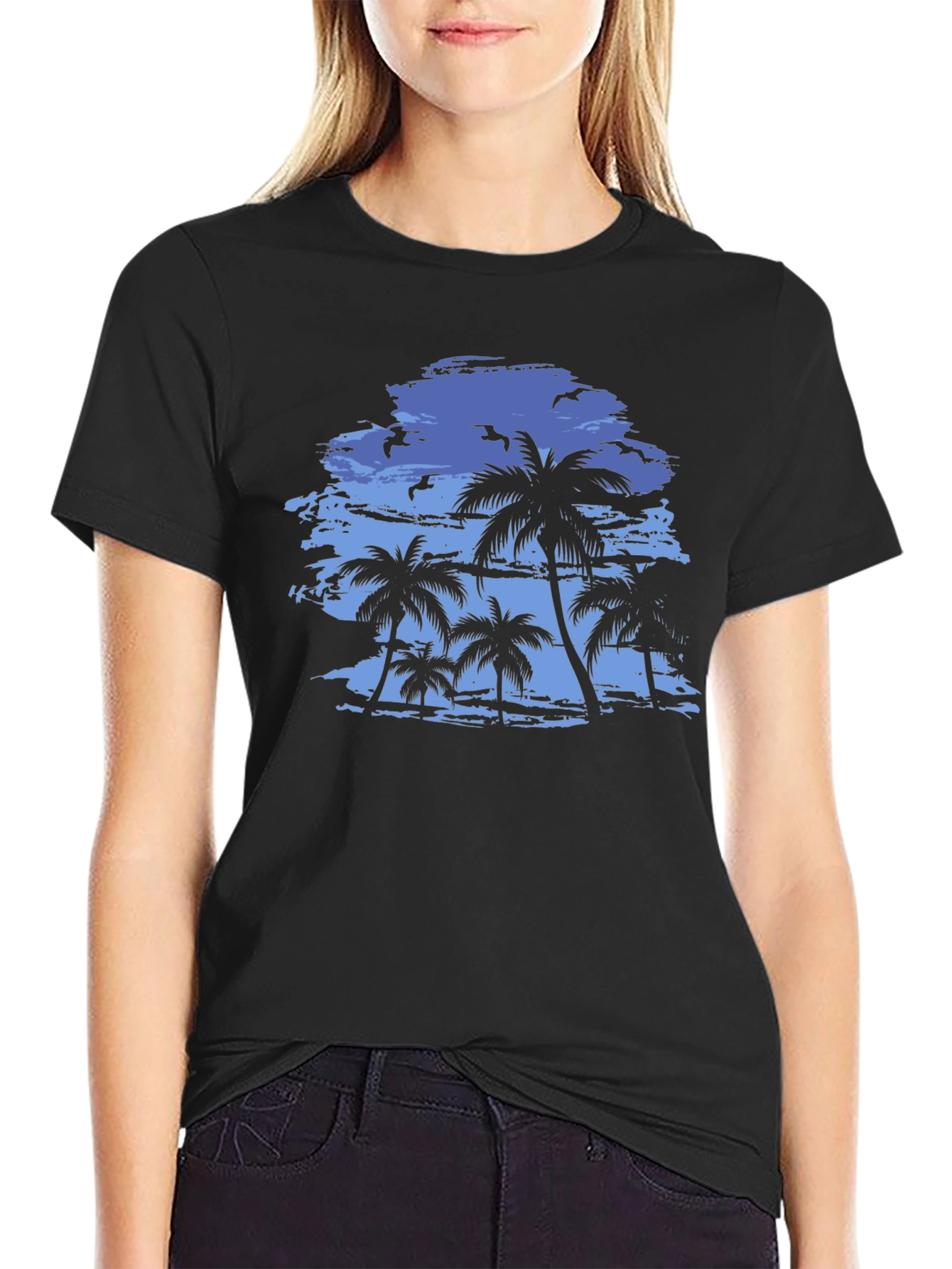 Tropical Palm Tree Graphic T-Shirt - Mens Black Tee