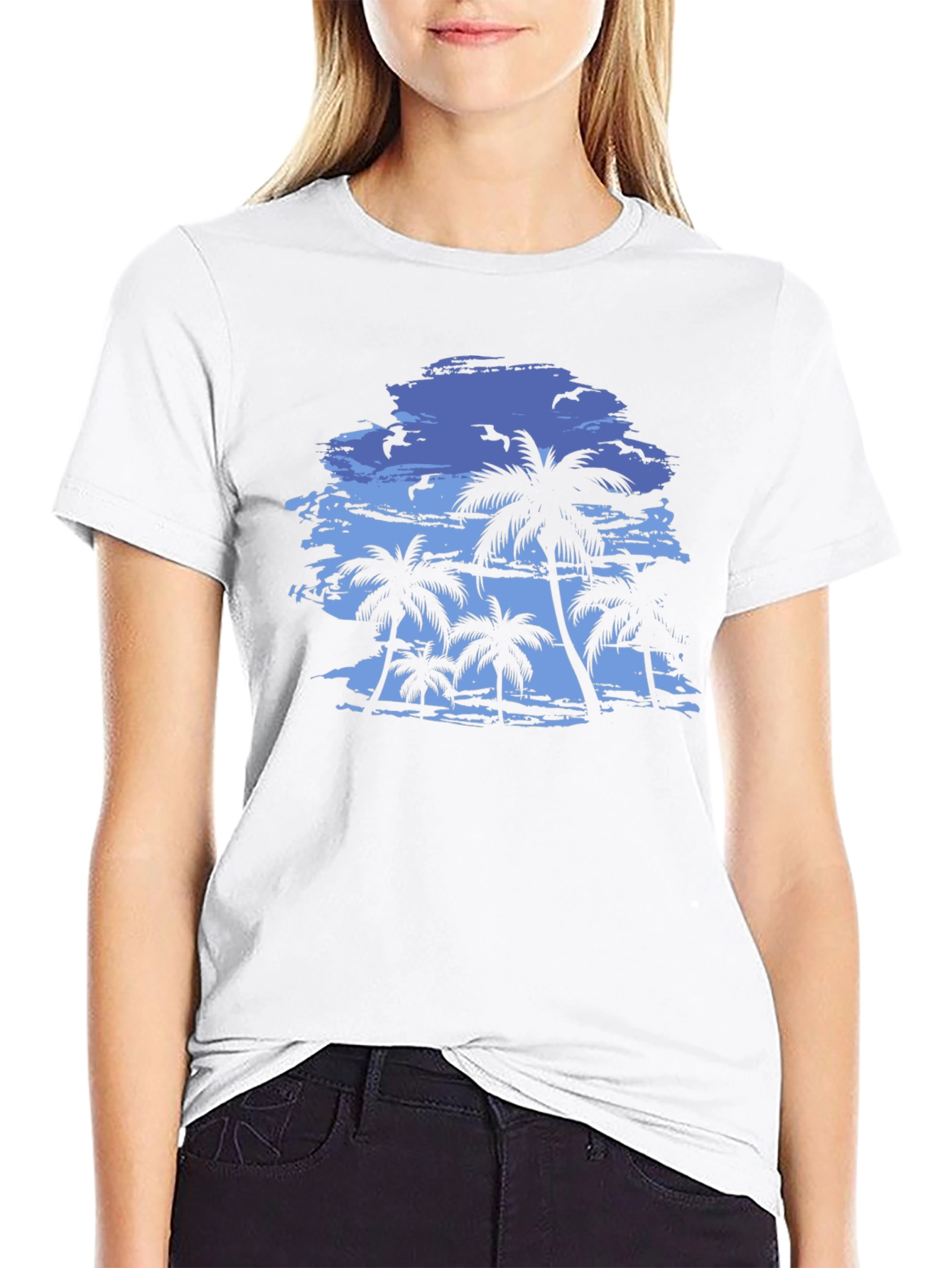 Tropical Palm Tree Graphic T-Shirt - Mens Black Tee
