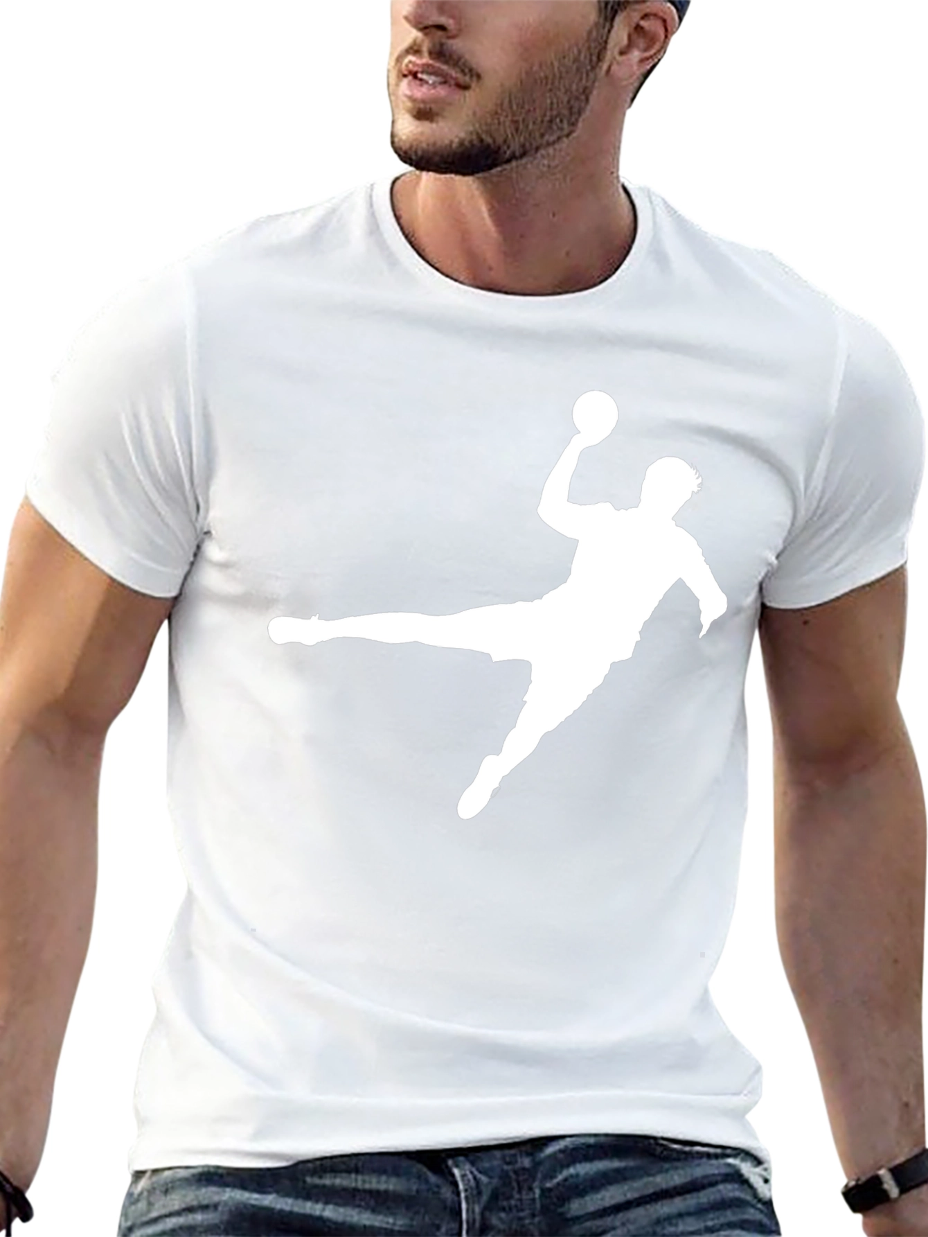 Handball Player Graphic T-Shirt - Black