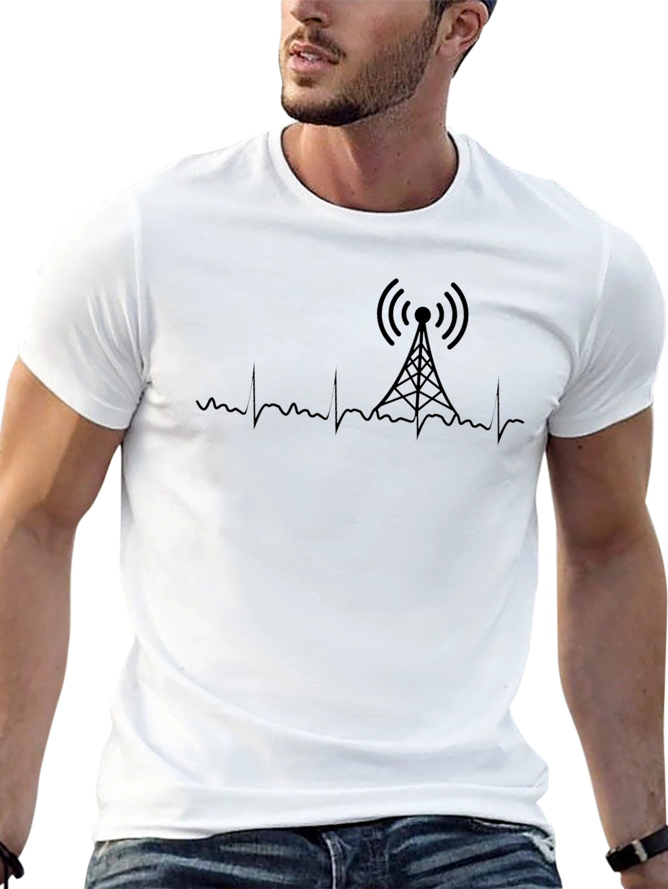 Antenna Tower Heartbeat T-Shirt - Stylish Graphic Tee