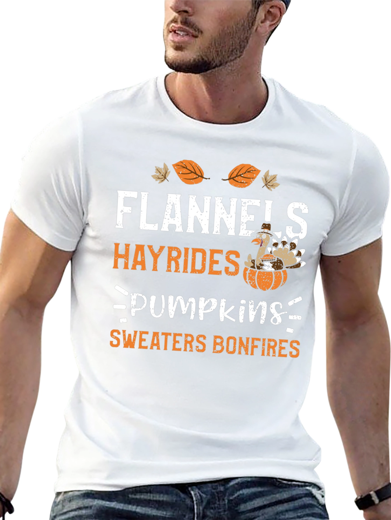 Flannels Hayrides Pumpkins Bonfires Thanksgiving Tee
