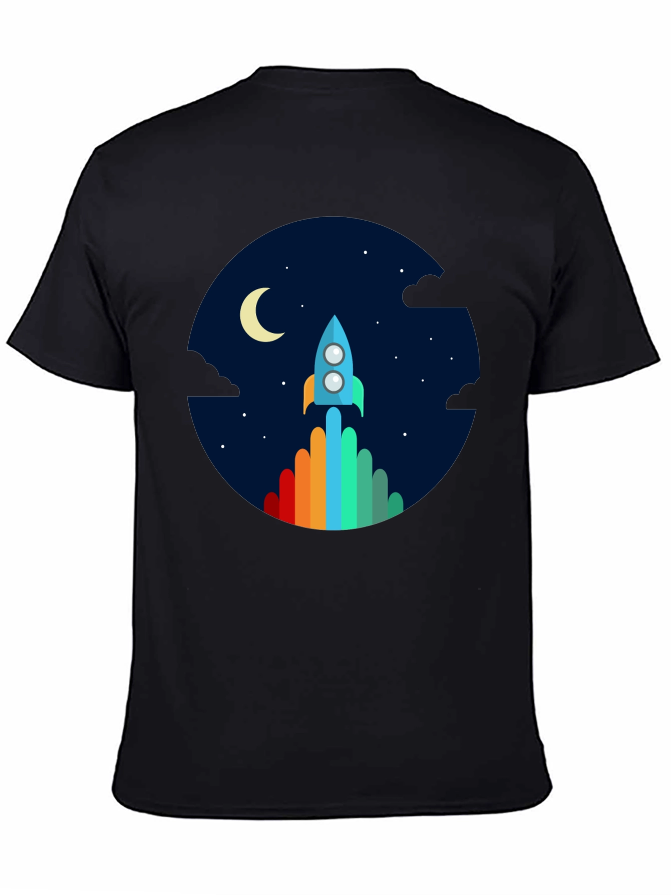 Rocket Launch Graphic Tee - Black Crew Neck