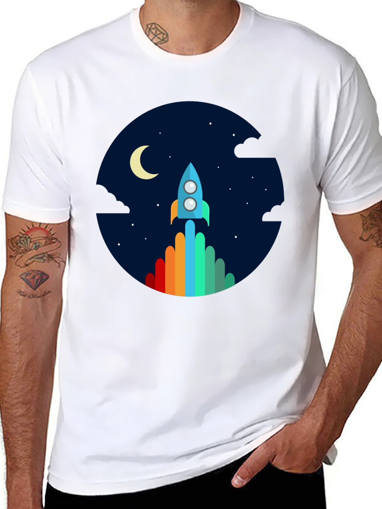 Rocket Launch Graphic Tee - Black Crew Neck