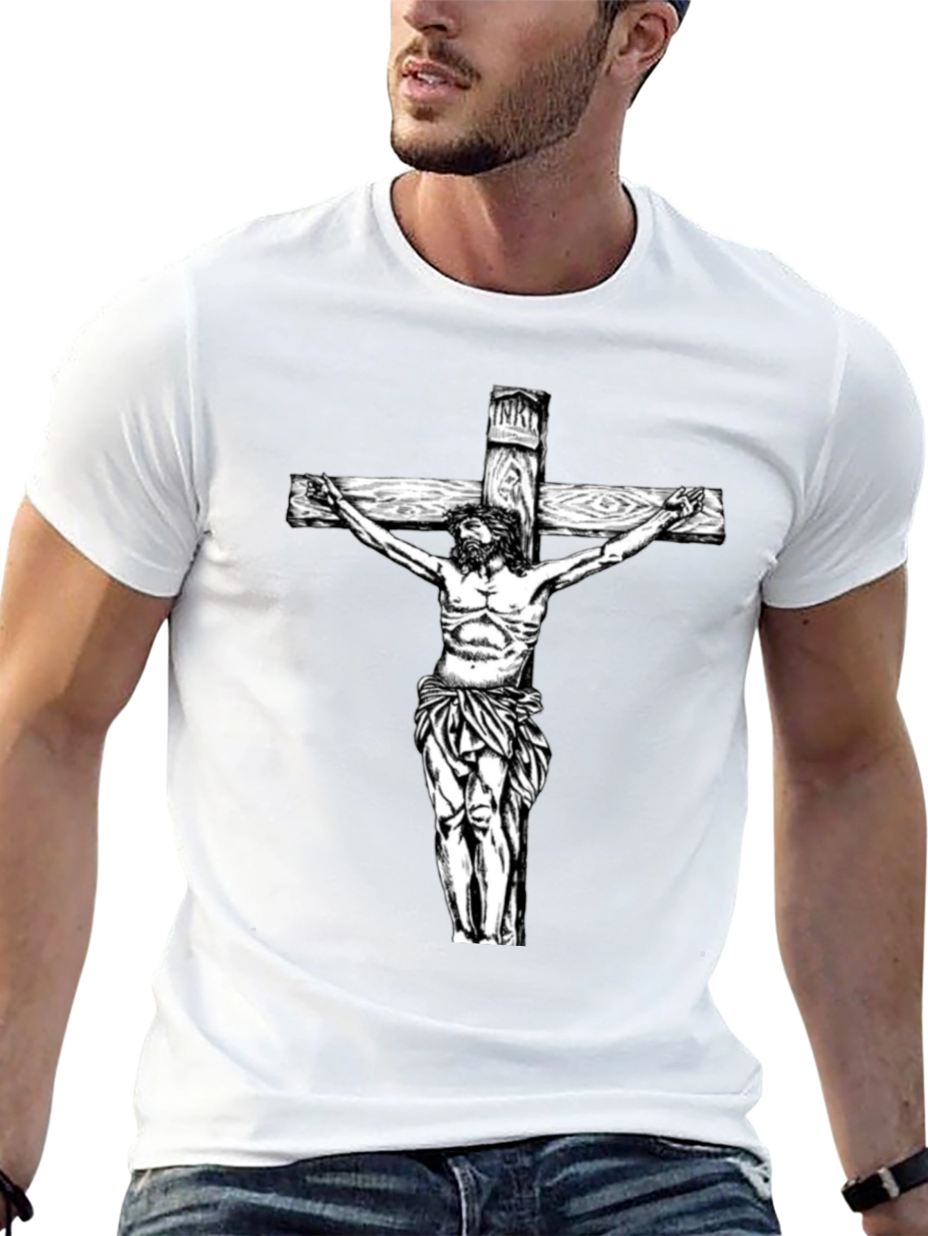 Jesus Christ on the Cross Graphic Tee - Black