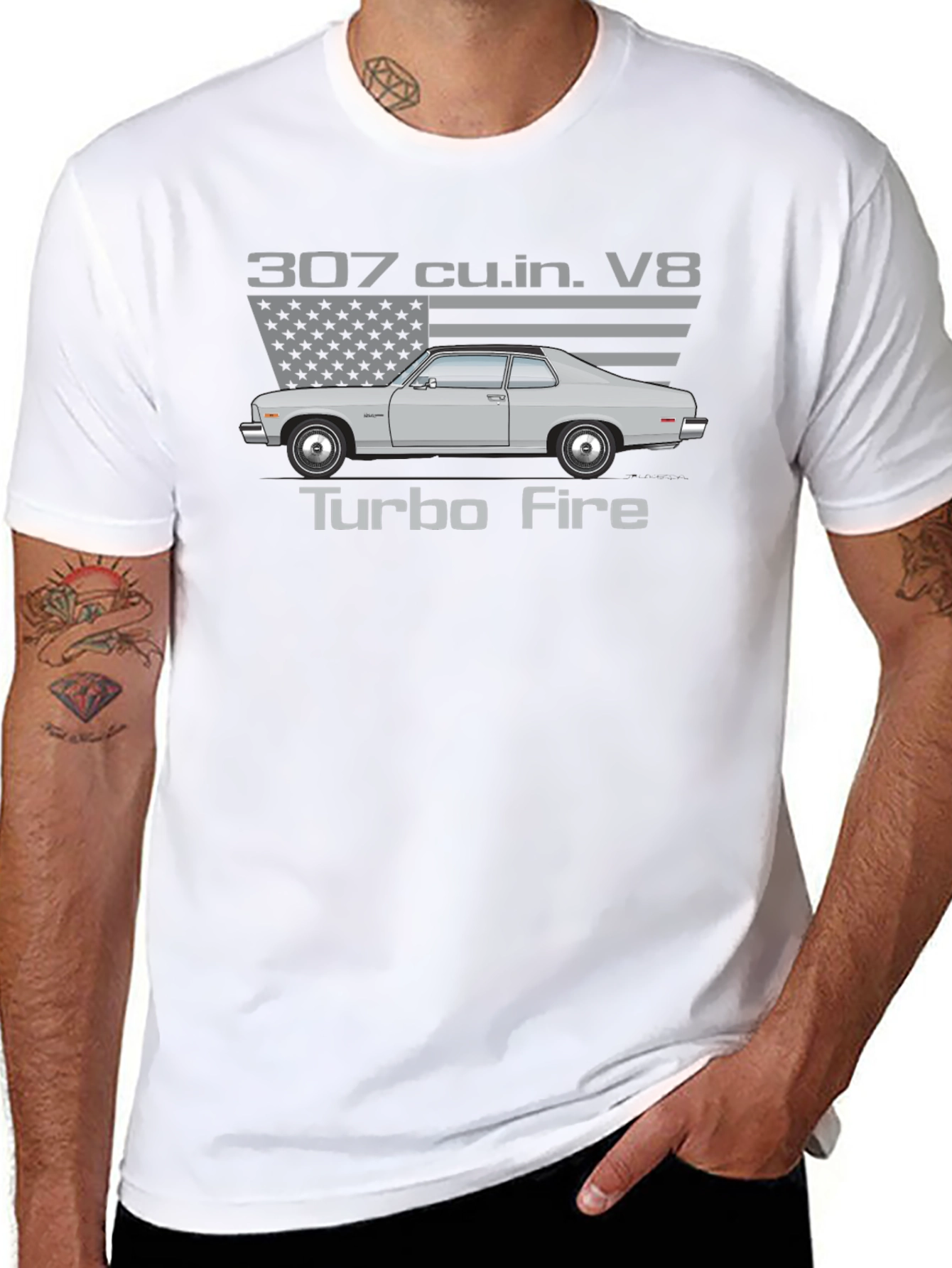 307 Turbo Fire V8 Car Graphic T-Shirt