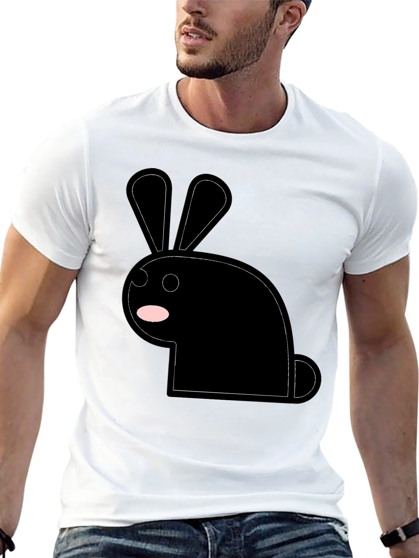 Black Bunny Graphic Tee - Minimalist Style