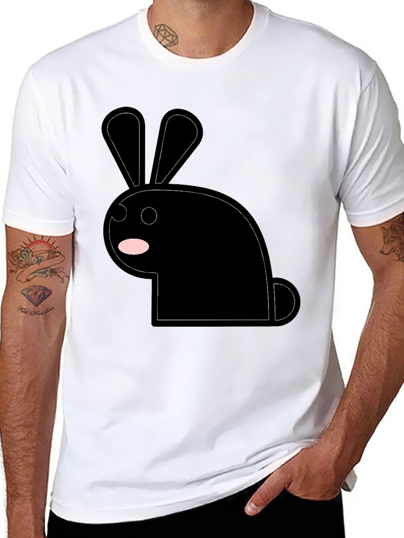Black Bunny Graphic Tee - Minimalist Style
