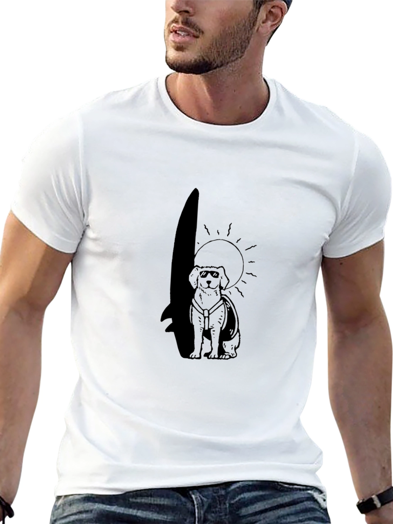 Cool Dog Surfer Black T-Shirt