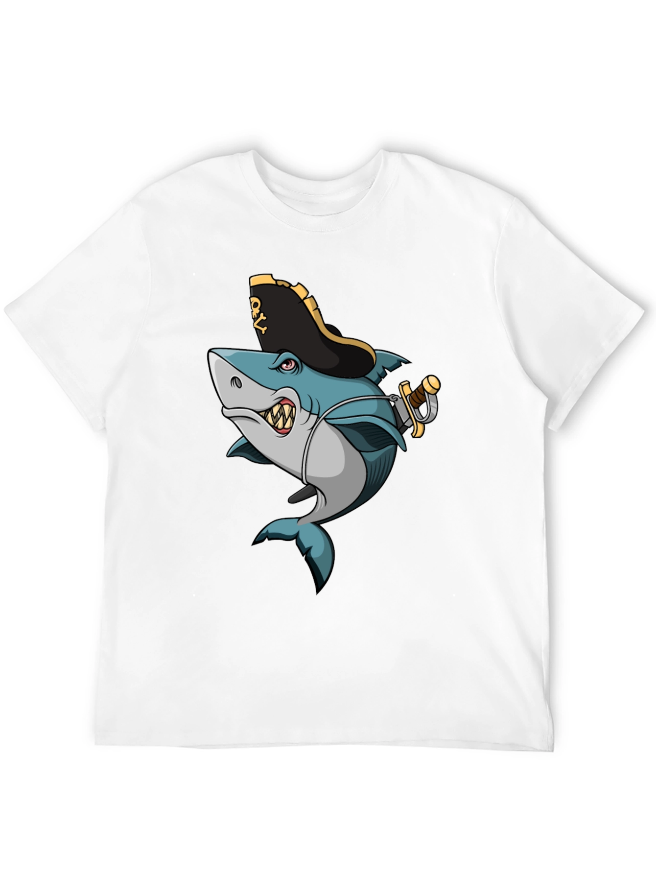 Pirate Shark Graphic T-Shirt - Cool Cartoon Design