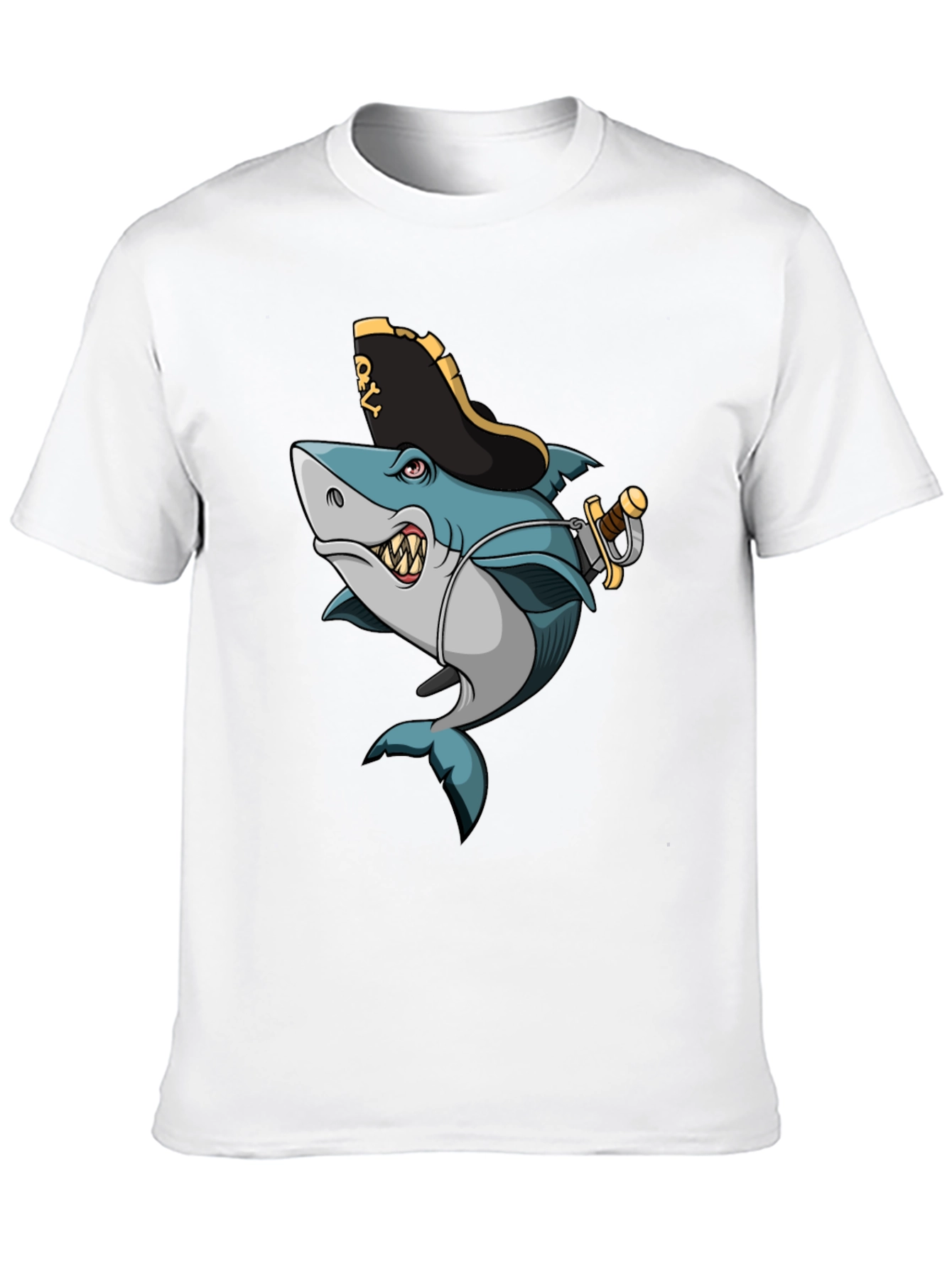 Pirate Shark Graphic T-Shirt - Cool Cartoon Design