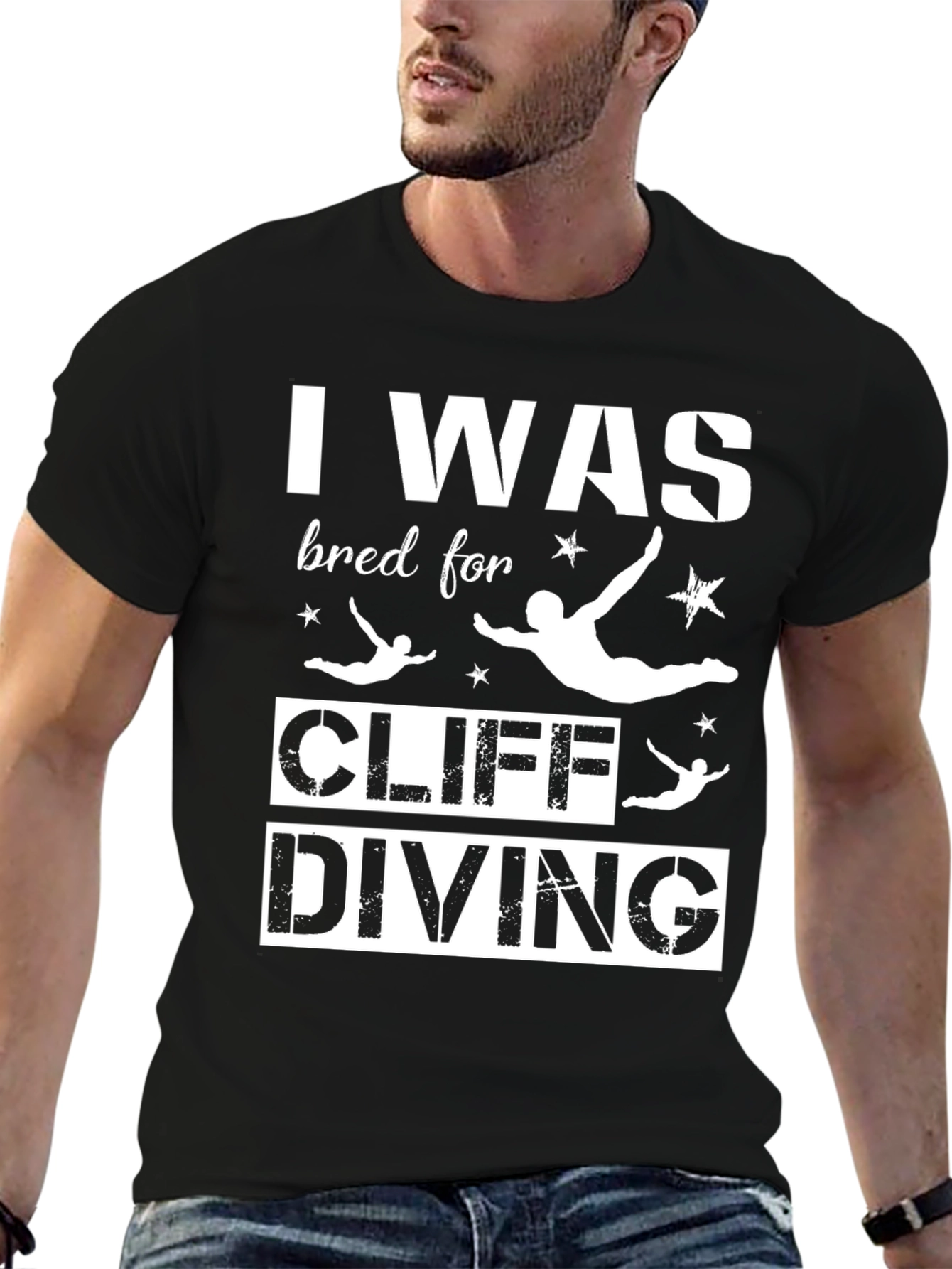 I Was Bred For Cliff Diving Black T-Shirt