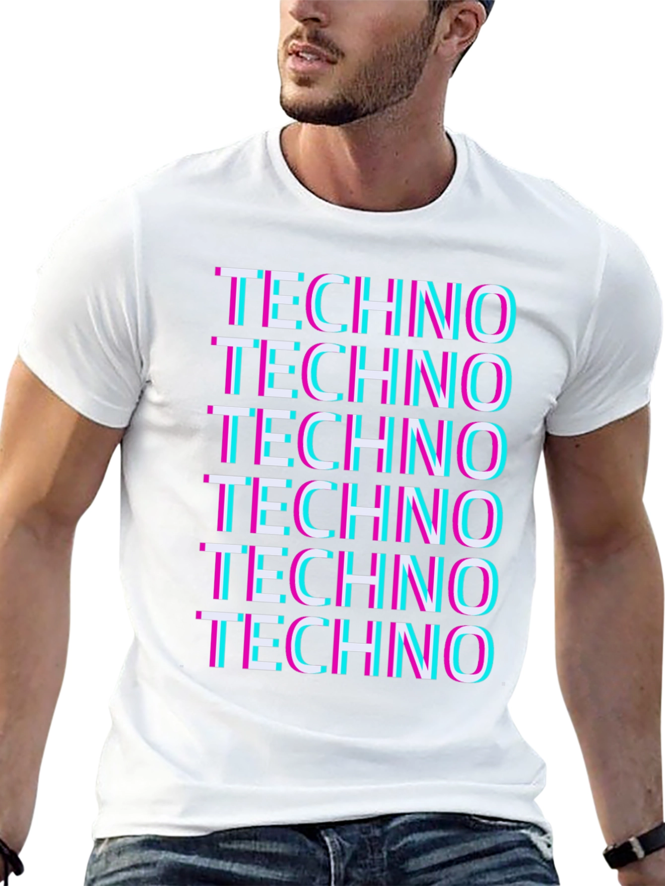 Techno Glitch Graphic T-Shirt - Unique Design